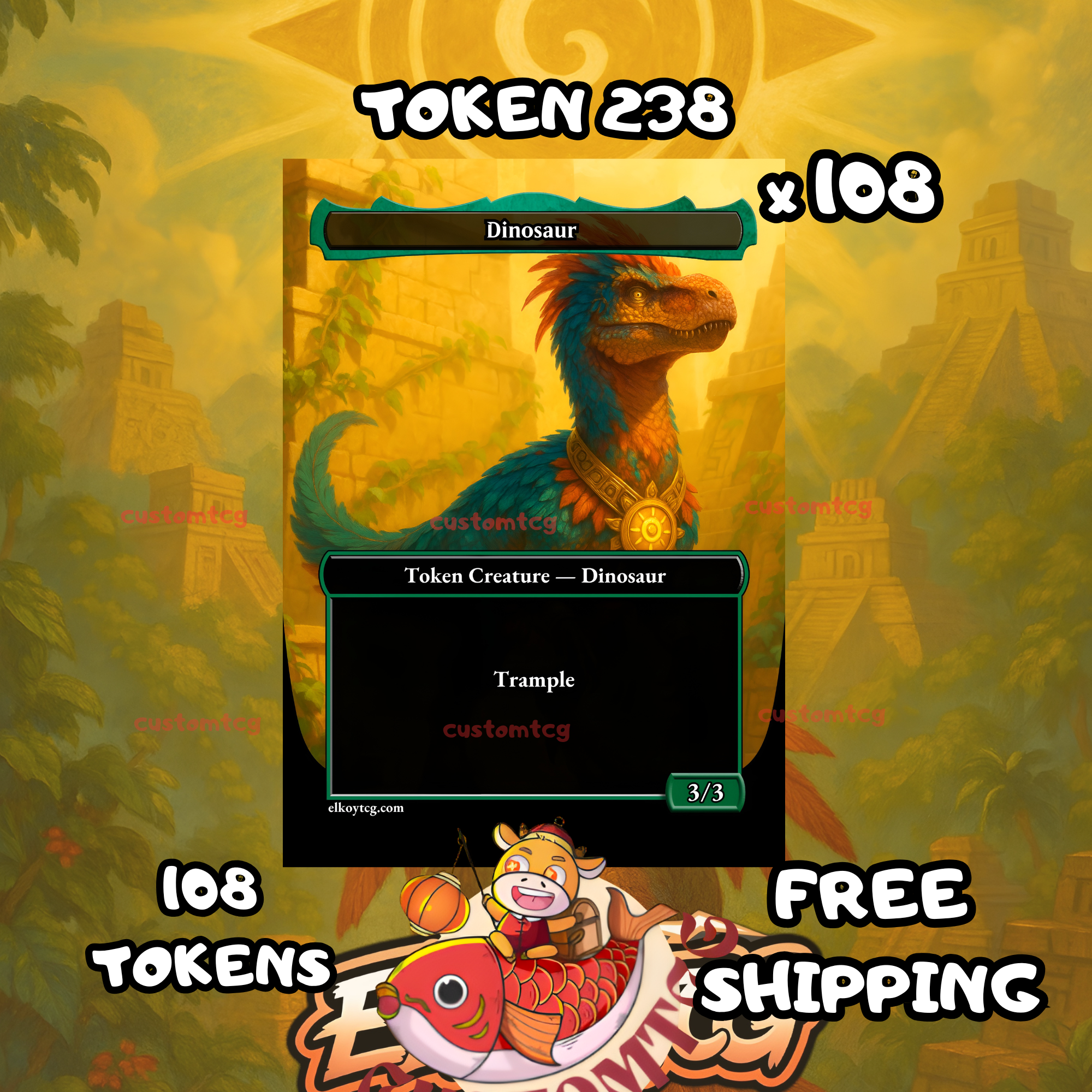 Dinosaur token 3-3 green trample 108 copies - S238