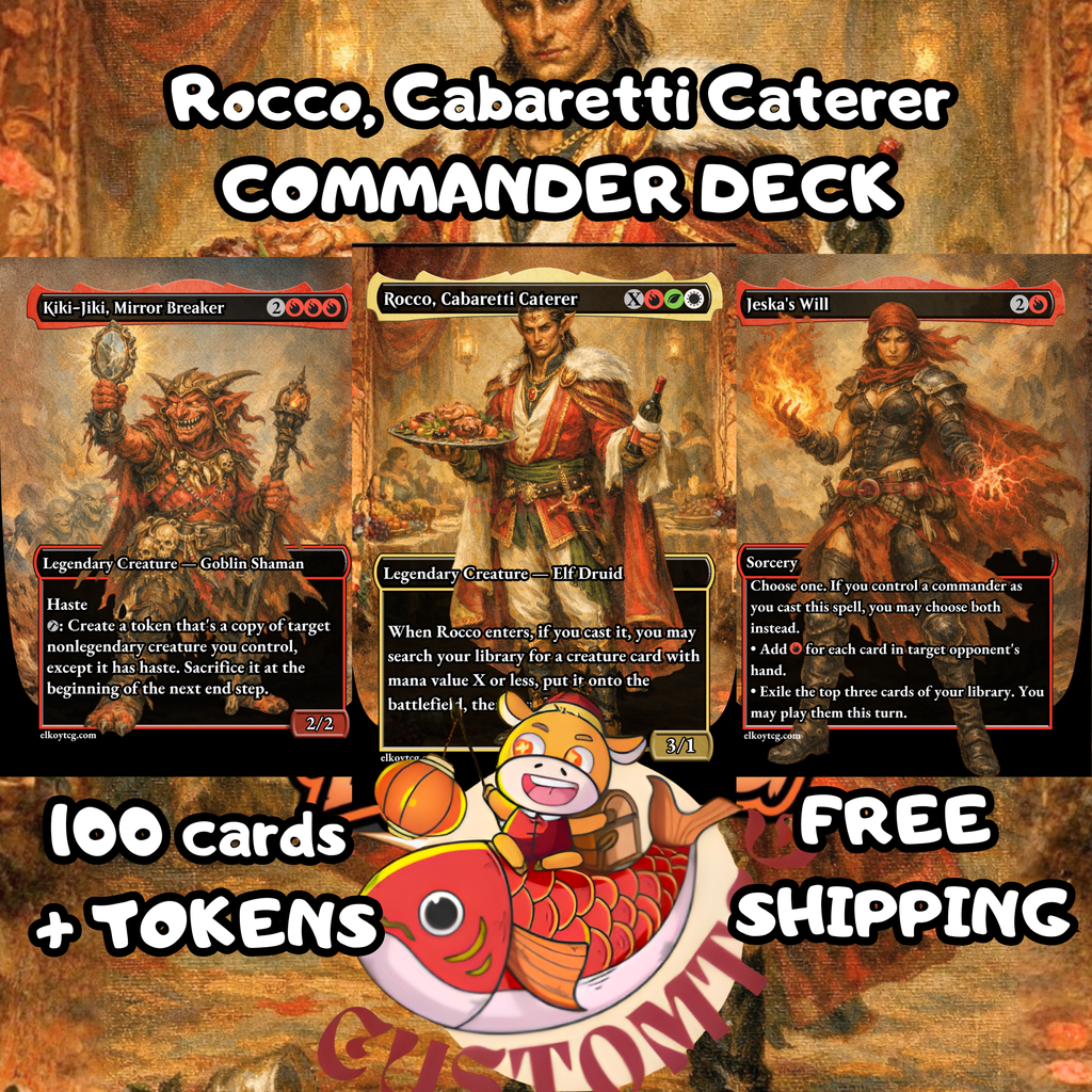Rocco, Cabaretti Caterer Custom Commander Deck — Toolbox Tutoring and Creature Combos | Naya | Fantasy Art Proxy Deck