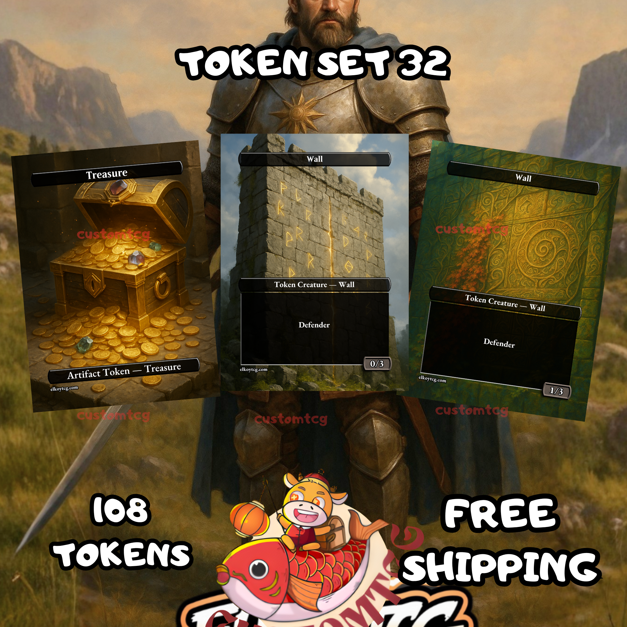 Token Set 32 — Treasure &  Walls (108 Tokens)