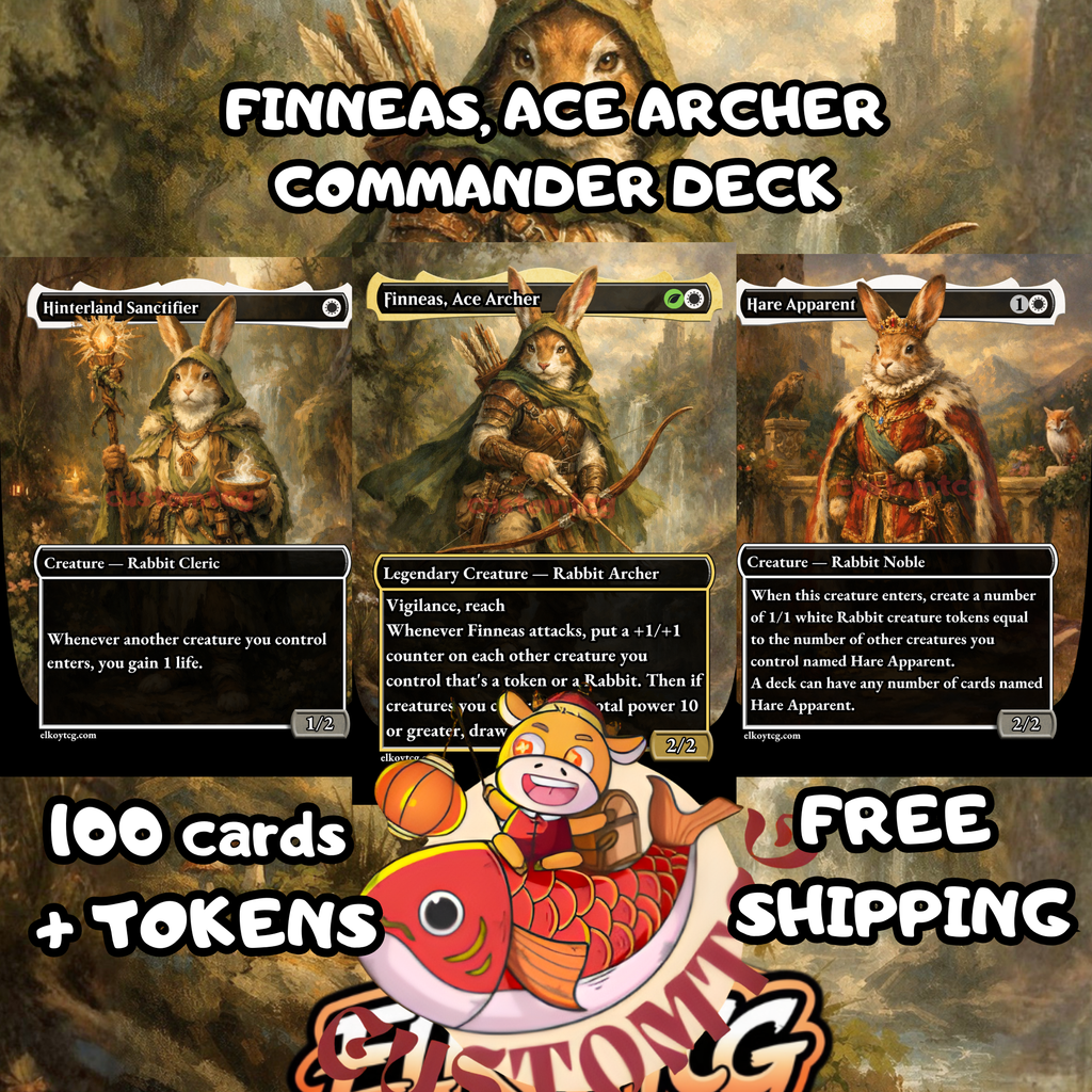 Finneas Ace Archer Commander Deck | 100 Custom Cards + Tokens | Enchanted Forest Art | Selesnya Rabbit Tribal