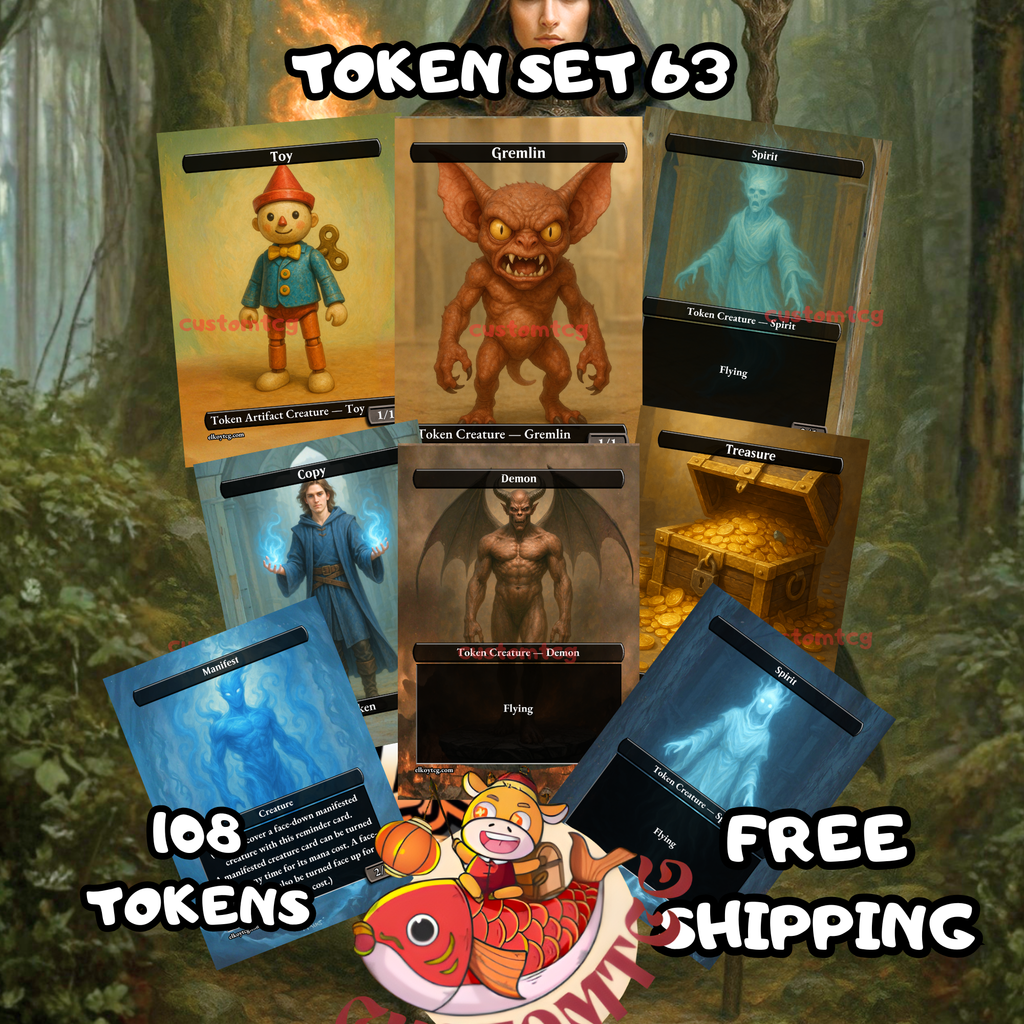 TOKEN SET 63 — 108 high-quality fantasy tokens with a moody forest / mage vibe (perfect for MTG, Commander, Cube, RPG props, etc.)