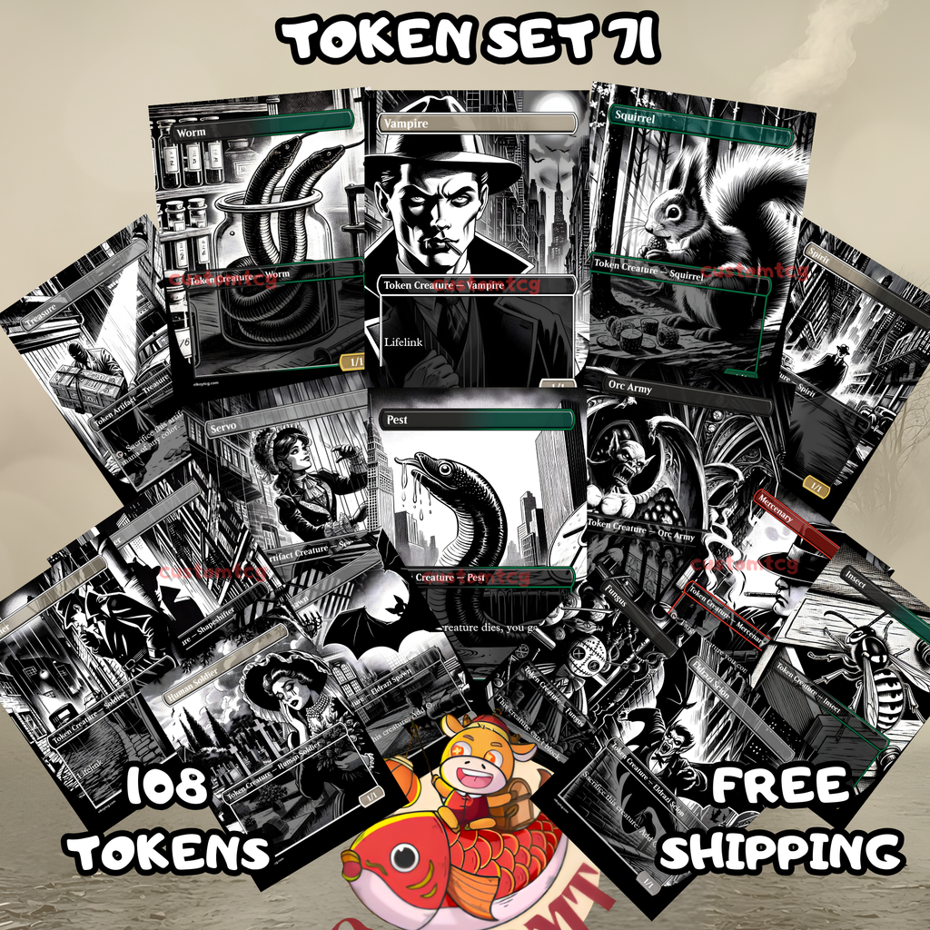 Token Set 71 — Noir City Custom Token Pack for MTG (108 Cards)
