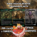 Kona Rescue Beastie Commander Deck | 100 Custom Cards + Tokens | Wild Fantasy Art | Mono Green Big Creatures