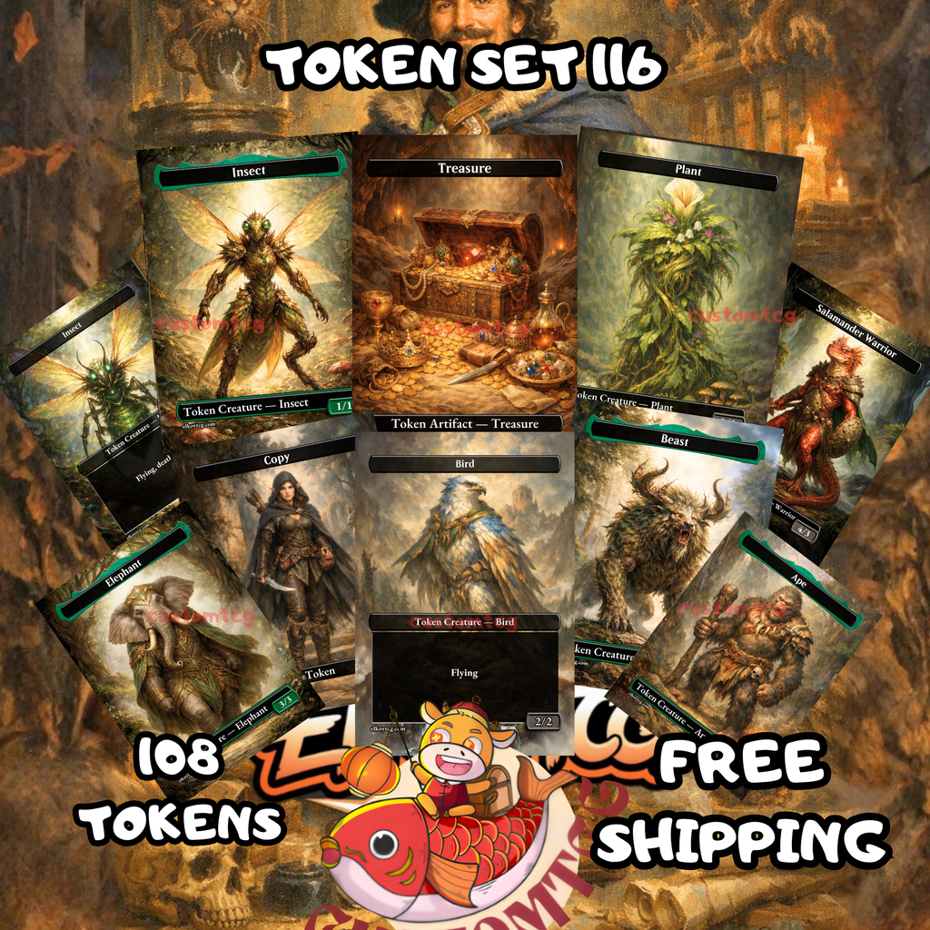 Token Set 116 Treasure & Creature Variety Pack (108 Tokens)