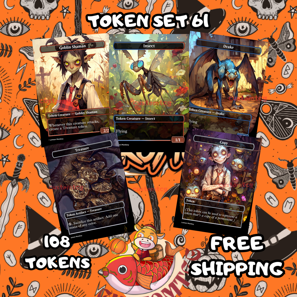 Token Set 61 — Spooky Halloween Mischief Custom Token Pack for MTG (108 Cards)
