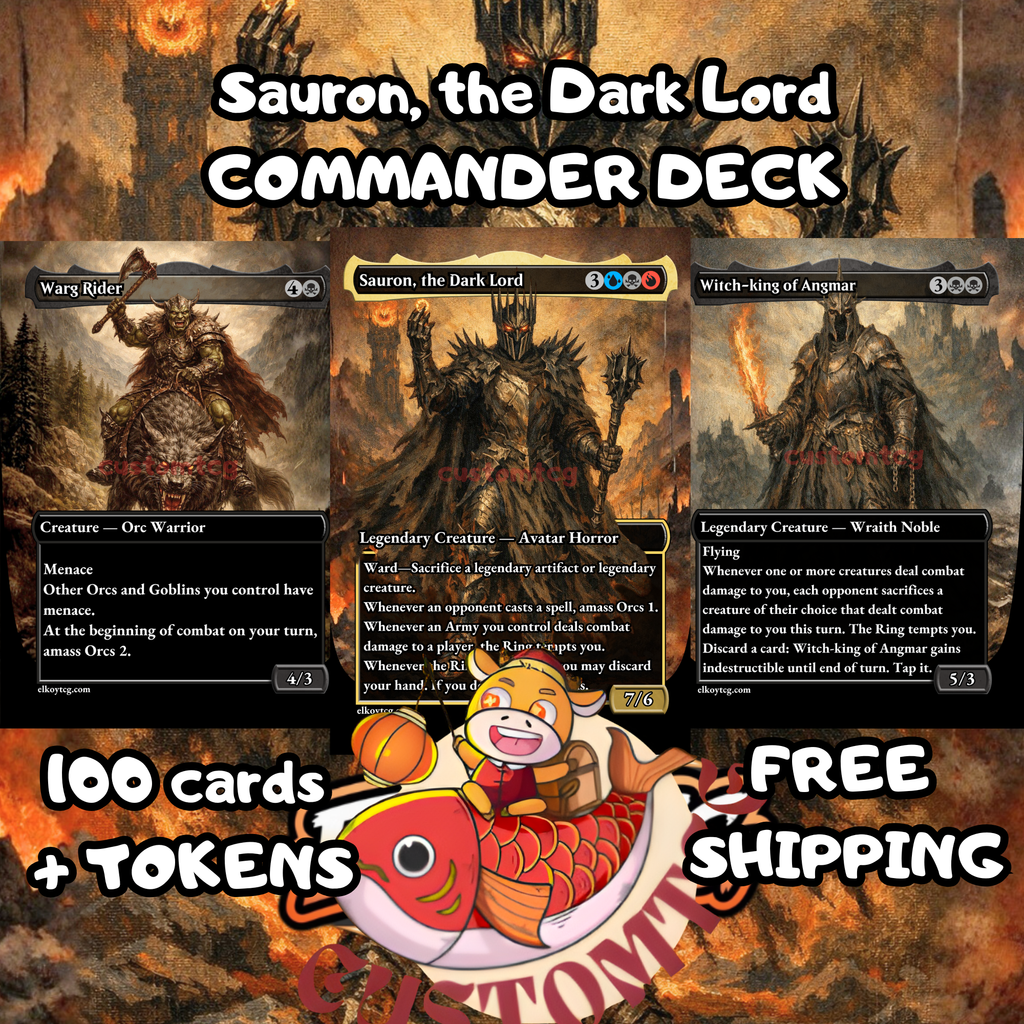 Sauron, the Dark Lord Custom Commander Deck — Amass Orcs and Ring Temptation | Grixis | Fantasy Art Proxy Deck