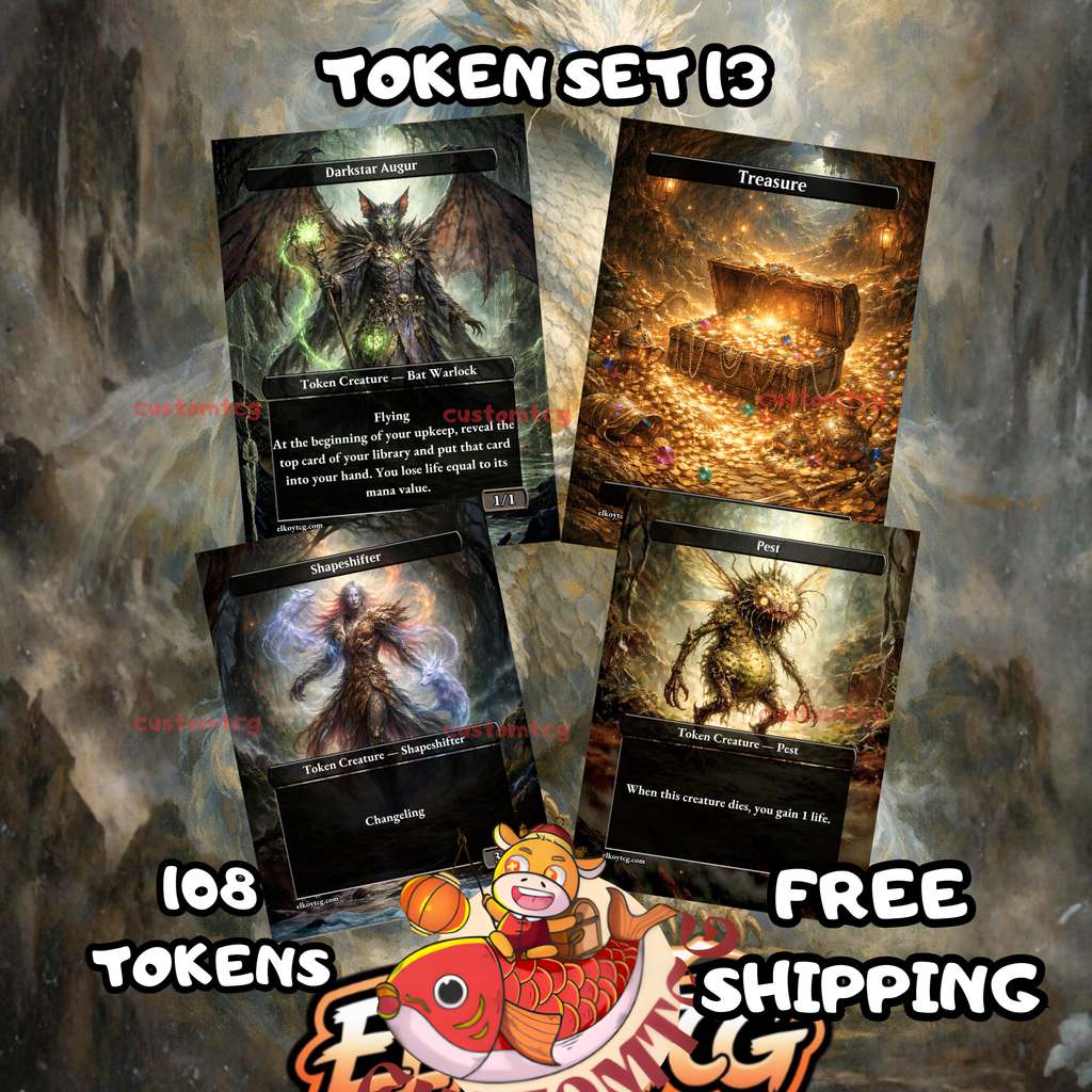 TOKEN SET 13 - 108 Premium MTG Tokens (Darkstar Augur, Treasure, Pest & Shapeshifter)