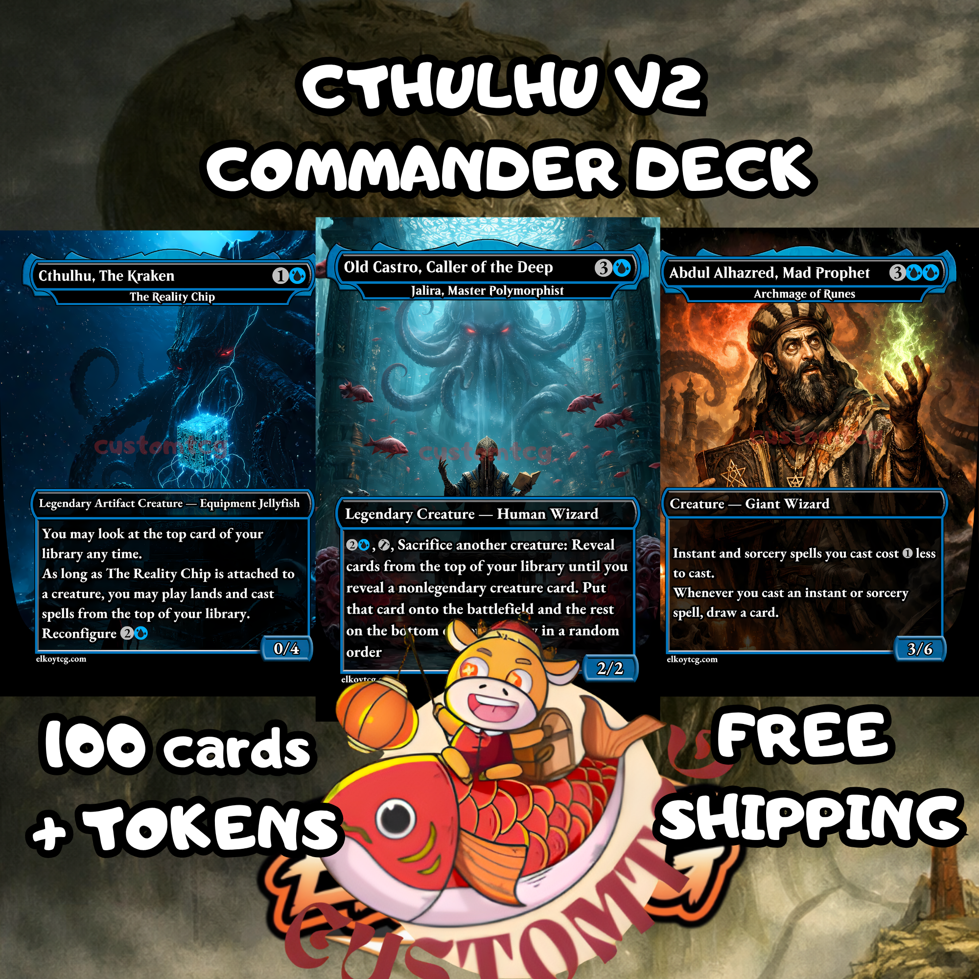 Cthulhu Custom Commander Deck — 100 Cards + Tokens | Lovecraftian Horror | Free Shipping