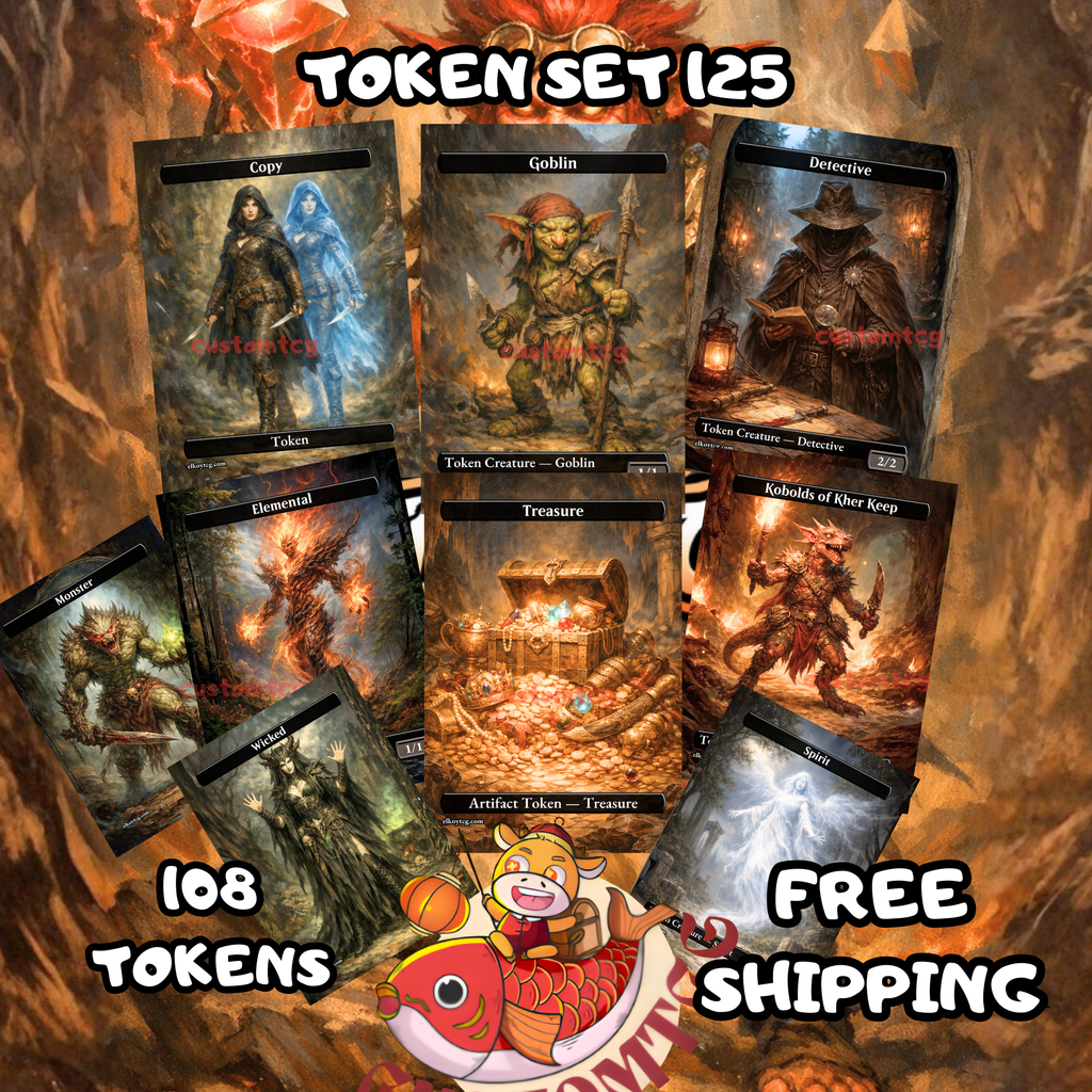 Token Set 125 – 108 Tokens (Goblin, Treasure, Copy, Detective, Elemental)