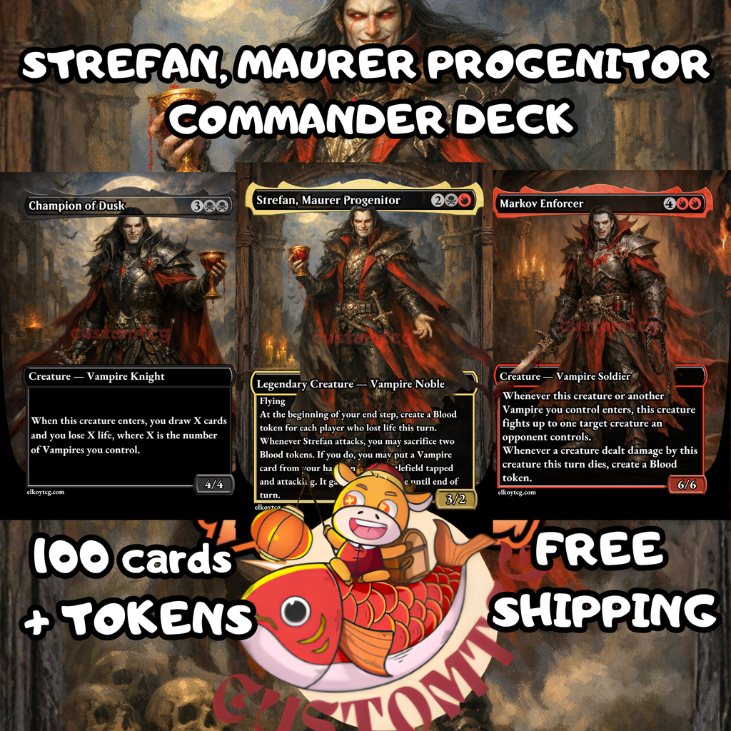 Strefan Maurer Progenitor Commander Deck | 100 Custom Cards + Tokens | Dark Fantasy Art | Vampire Tribal Rakdos Black Red Deck