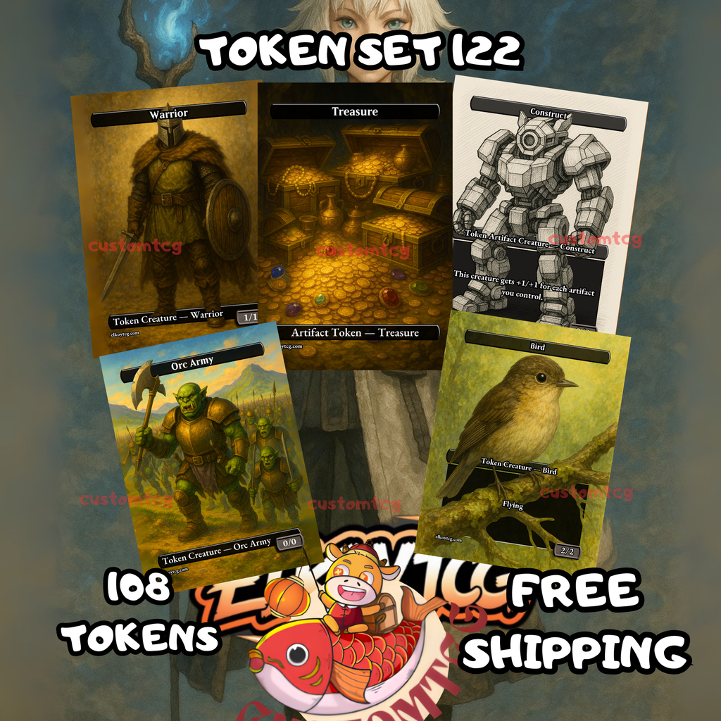Token Set 122 – 108 Tokens (Construct, Treasure, Warrior, Orc Army, Bird)
