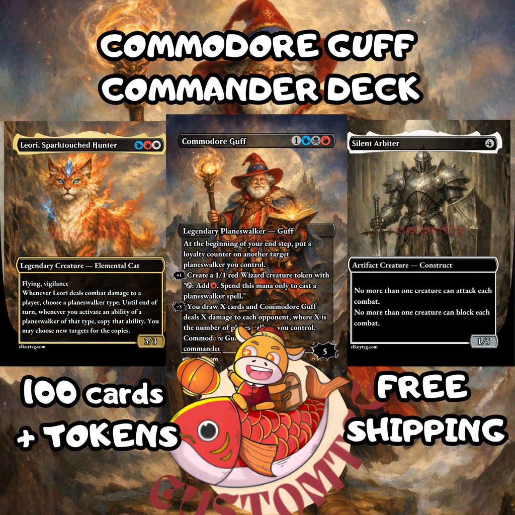 Commodore Guff Commander Deck | 100 Custom Cards + Tokens | Fantasy Art | Planeswalker Superfriends Esper White Blue Red Deck