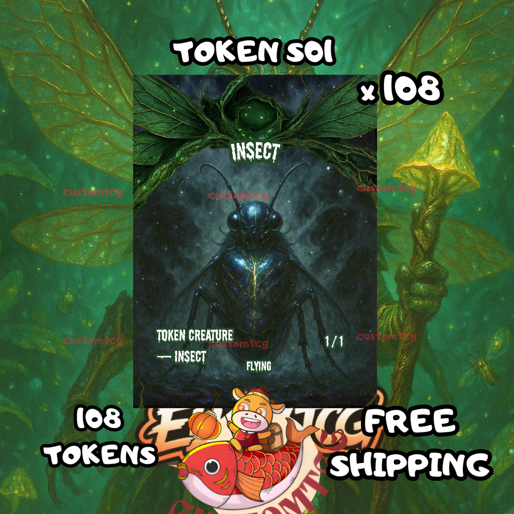 Insect Flying 1-1 black token creature 108 copies - S01