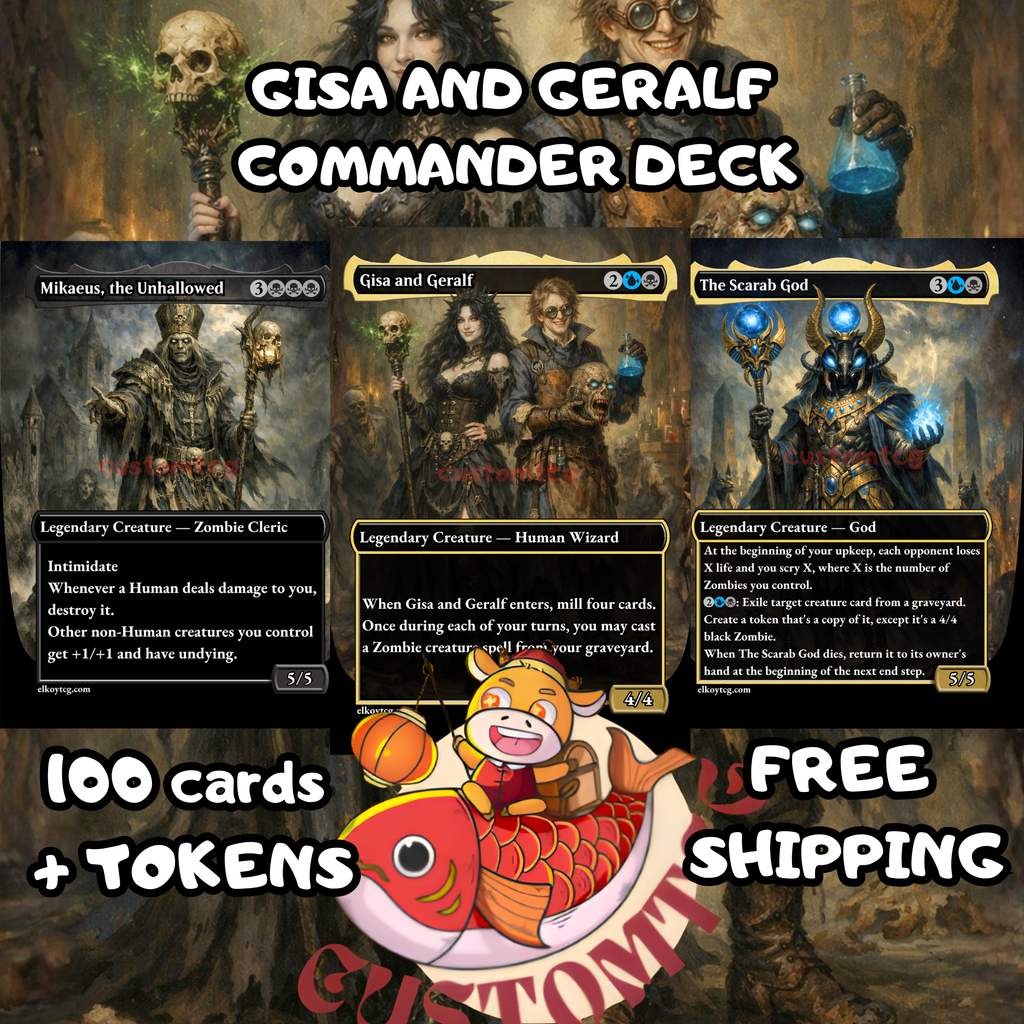 Gisa and Geralf Commander Deck – 100 Custom Cards + Tokens | Zombie Tribal | Dark Fantasy Art | Free Shipping
