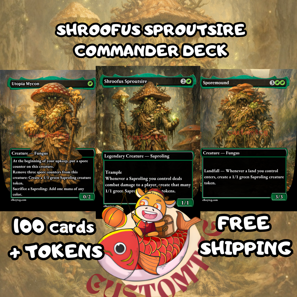 Shroofus Sproutsire Commander Deck – 100 Custom Cards + Tokens | Saproling Tribal | Token Swarm | Fantasy Art | Free Shipping