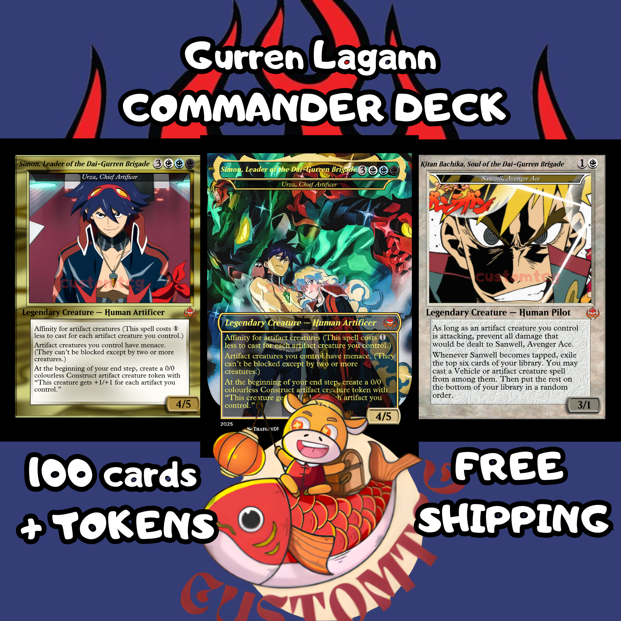 Gurren Lagann Custom Commander Deck — Simon | Dai-Gurren Brigade | Anime Proxy Deck