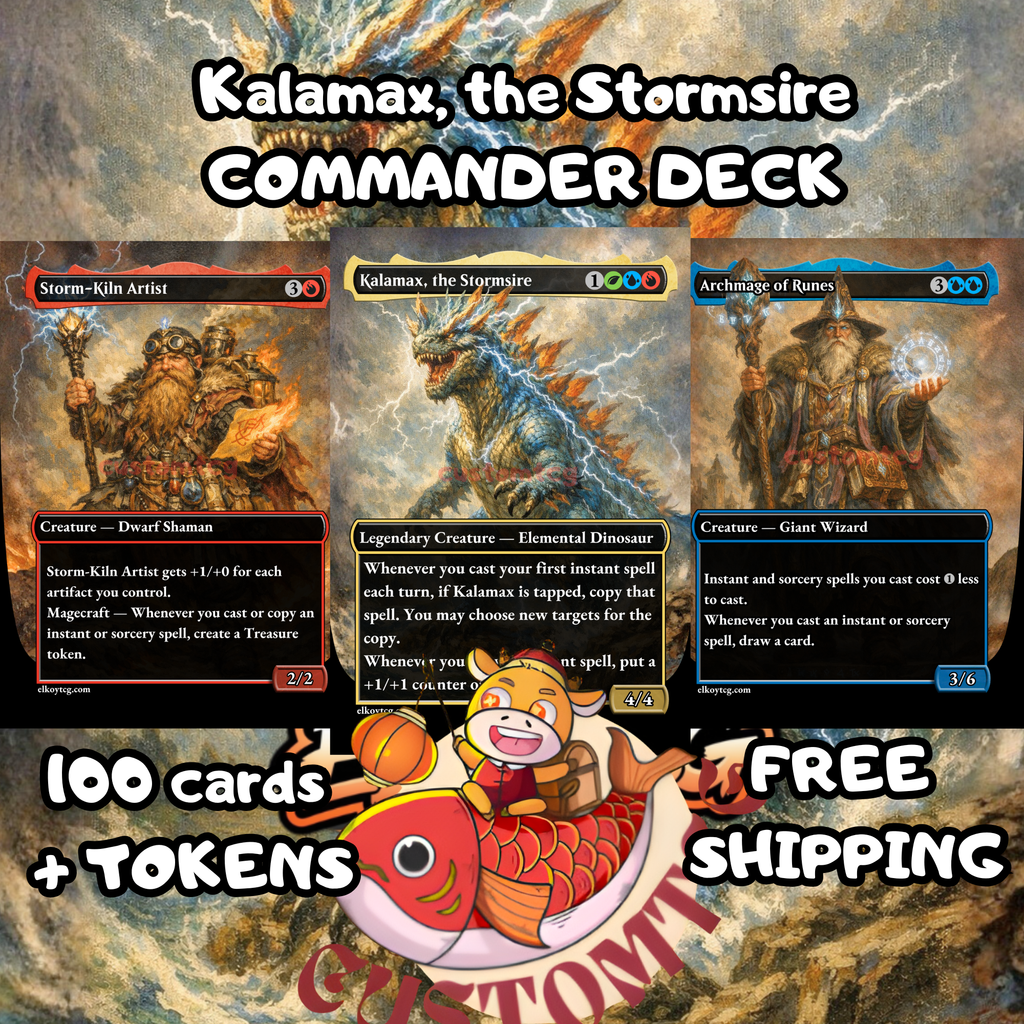 Kalamax, the Stormsire Custom Commander Deck — Instant Copy and Spell Storm | Temur | Fantasy Art Proxy Deck