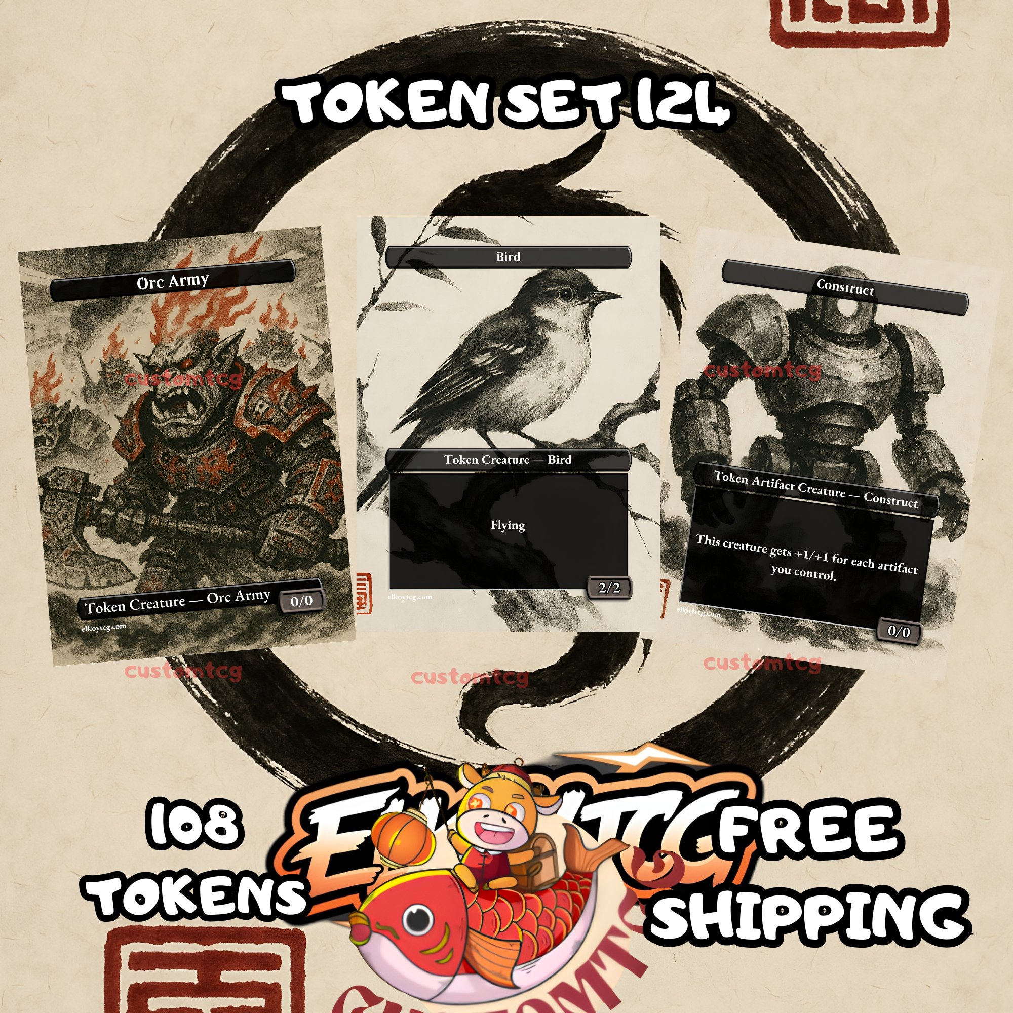 Token Set 124 – 108 Tokens (Orc Army, Bird, Construct)
