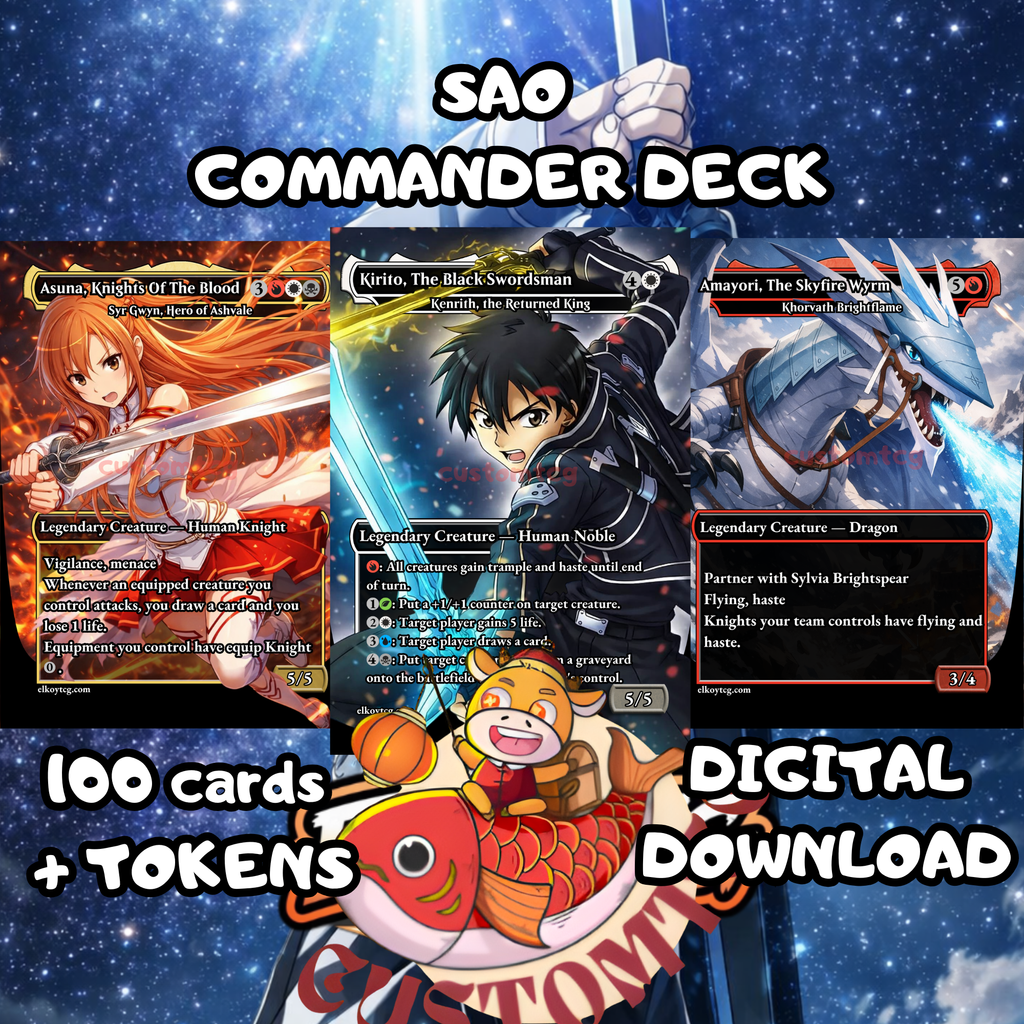 Sword Art Online Custom Commander Deck — Kirito & Asuna | Knights of the Blood | Anime Proxy Deck