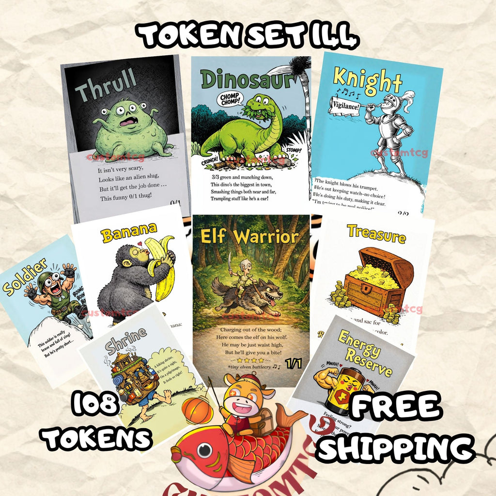 Token Set 144 - 108 Custom MTG Token Cards - 54 Unique Designs, 2 Copies Each