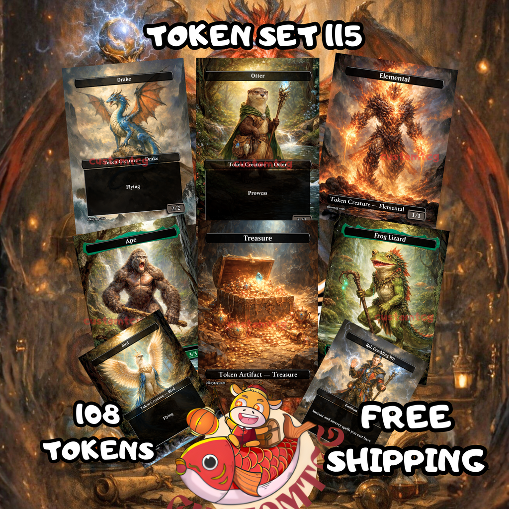 Token Set 115 Spellslinger Otters & Treasure Pack (108 Tokens)