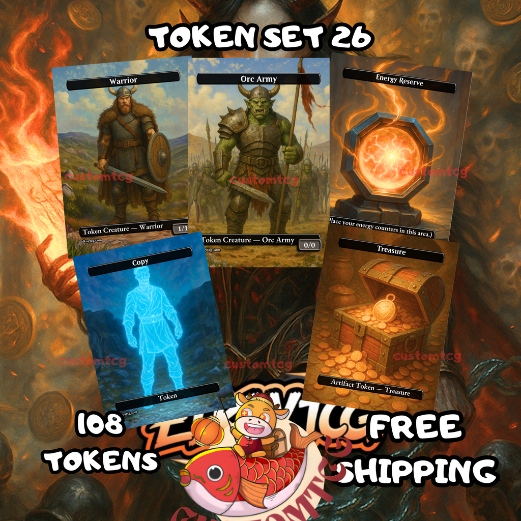Token Set 26 — Orc Warband & Energy Reserve Custom Token Pack for MTG (108 Cards)
