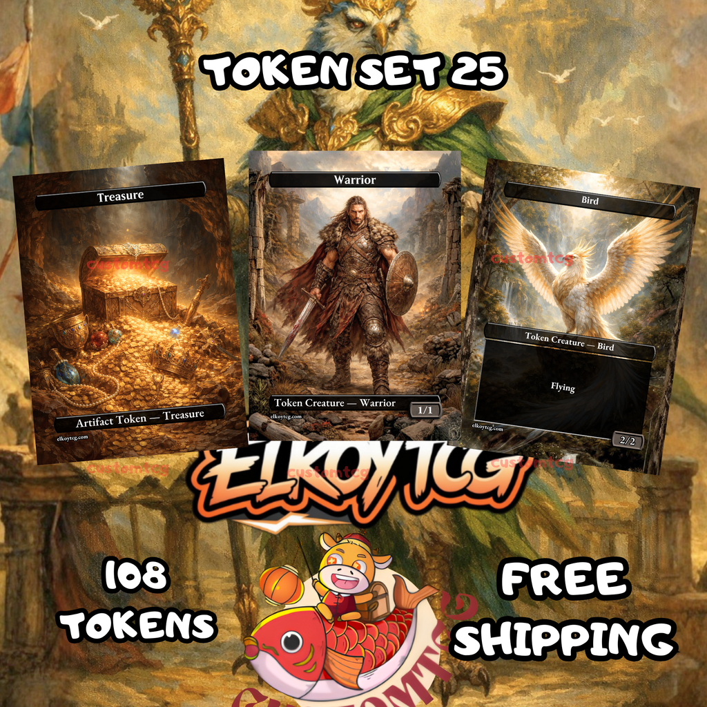 Token Set 25 — Fantasy Warrior & Treasure Custom Token Pack FOR MTG  (108 Cards)