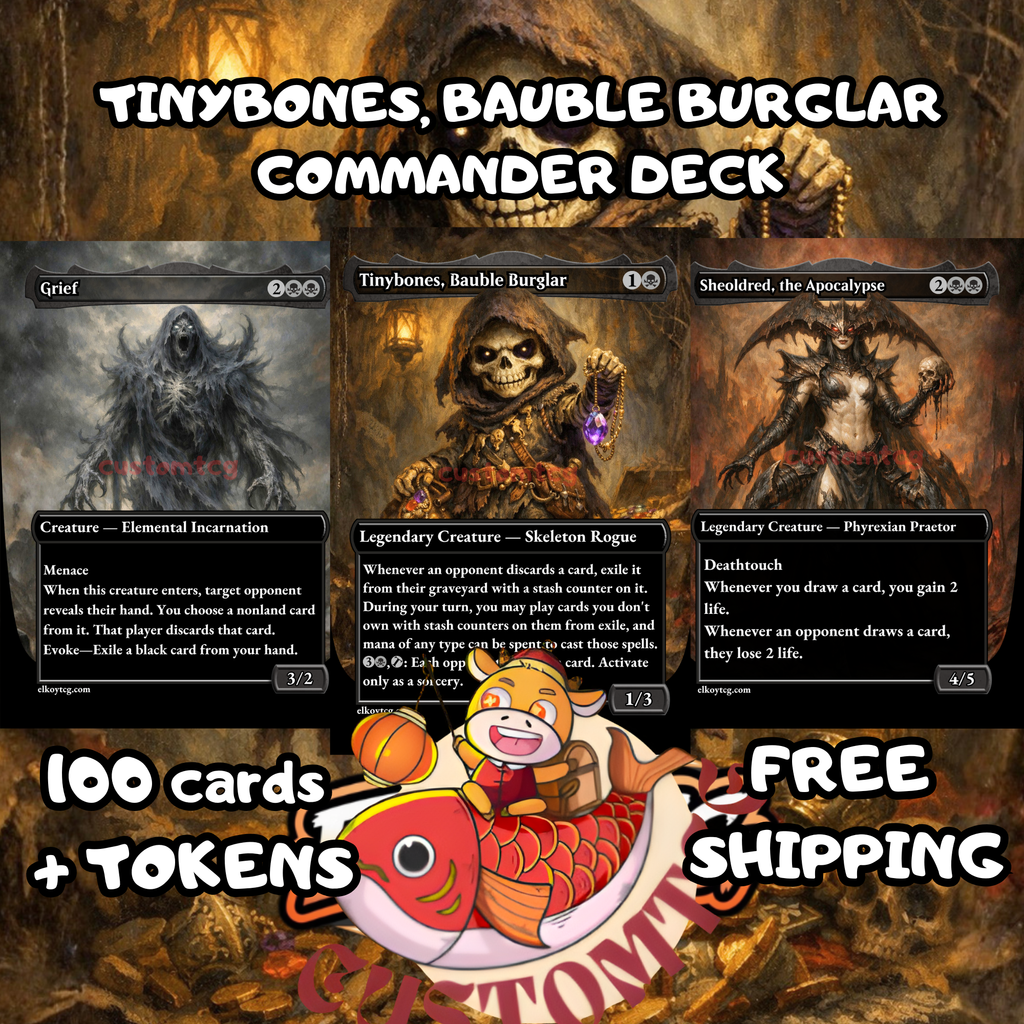 Tinybones Bauble Burglar Custom Commander Deck – 100 Cards + Tokens – Dark Fantasy Trading Card Game