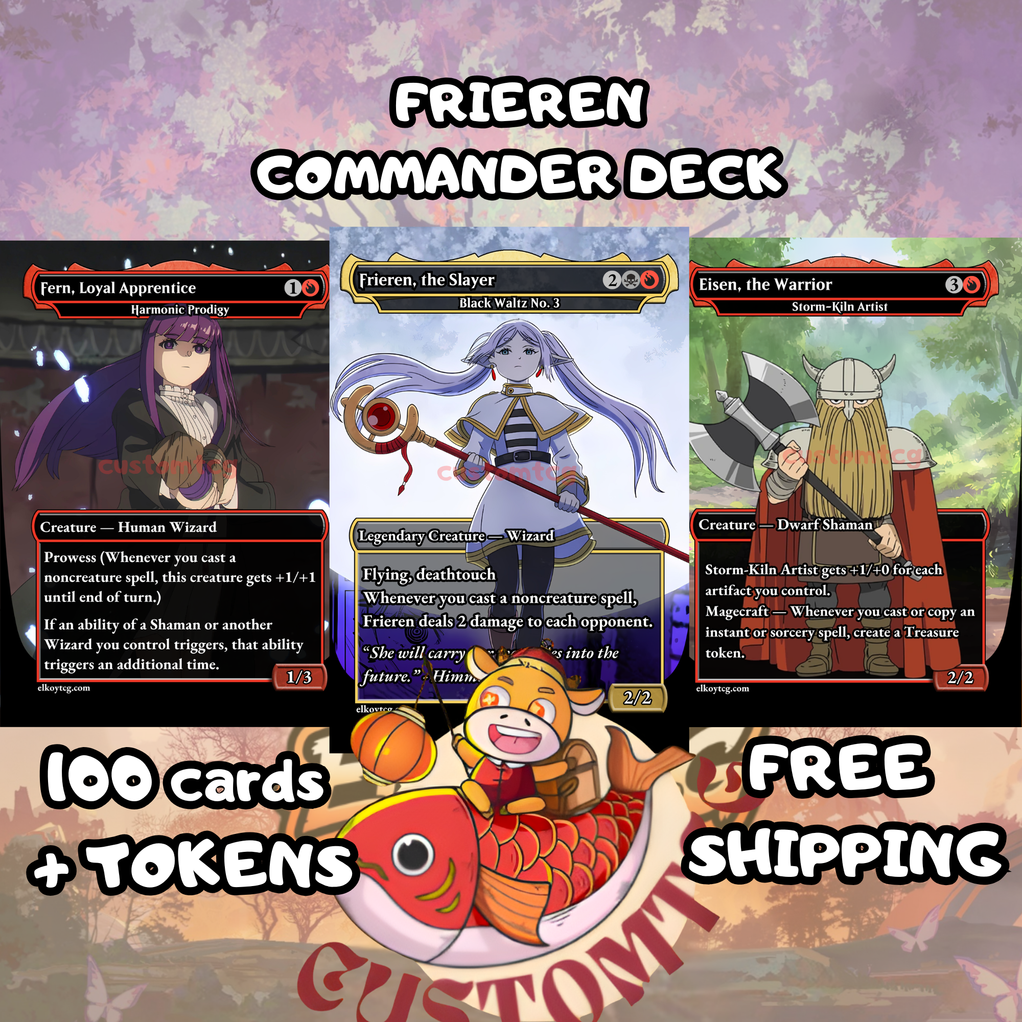 Frieren Custom Commander Deck — 100 Cards + Tokens | Anime-Themed | Free Shipping