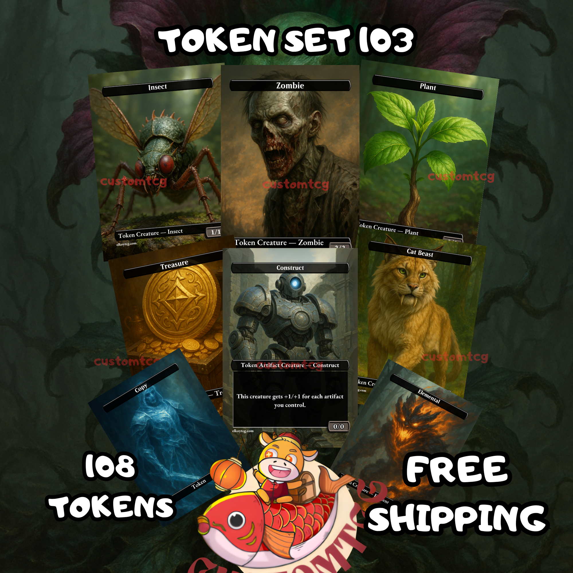 Token Set 103 – 108 Tokens (Zombie, Plant, Copy, Elemental, Treasure, Construct)