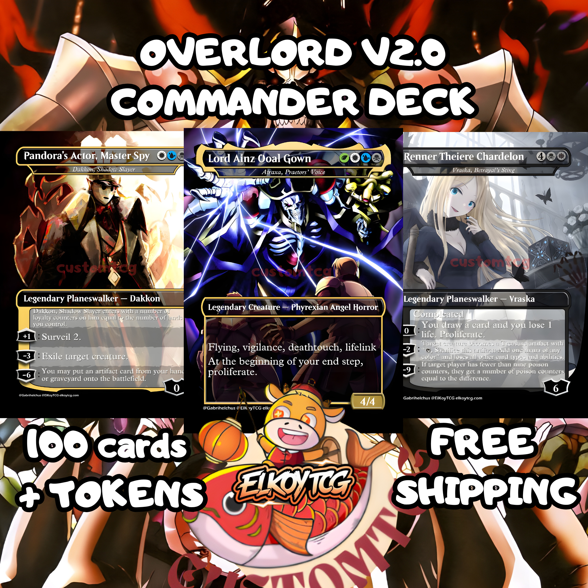 Overlord V2.0 Custom Commander Deck — Ainz Ooal Gown | Custom Proxy Deck | Anime Commander Deck