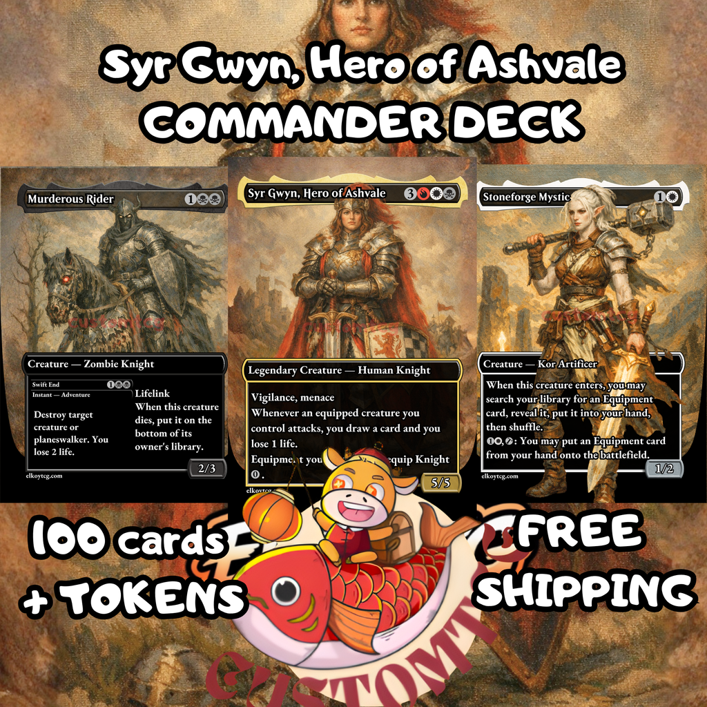 Syr Gwyn, Hero of Ashvale Custom Commander Deck — Knights & Equipment | Mardu | Fantasy Art Proxy Deck