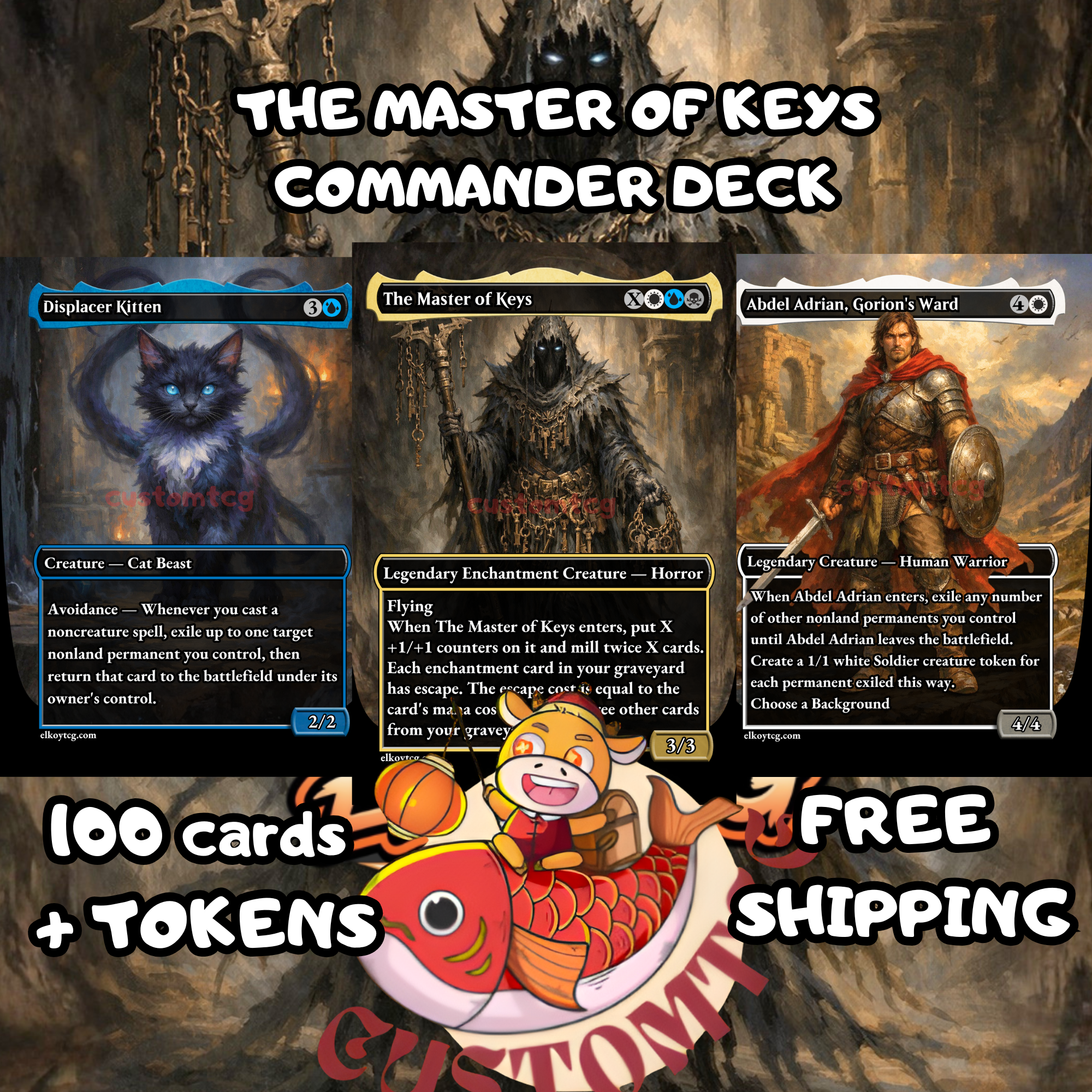 The Master of Keys Commander Deck | 100 Custom Cards + Tokens | Dark Fantasy Art | Esper Stax Control cEDH