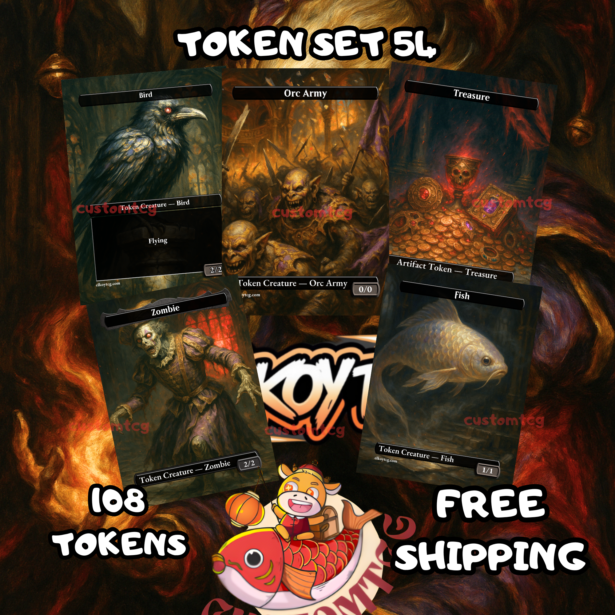 Token Set 54 — Dark Battlefield Custom Token Pack for MTG (108 Cards)