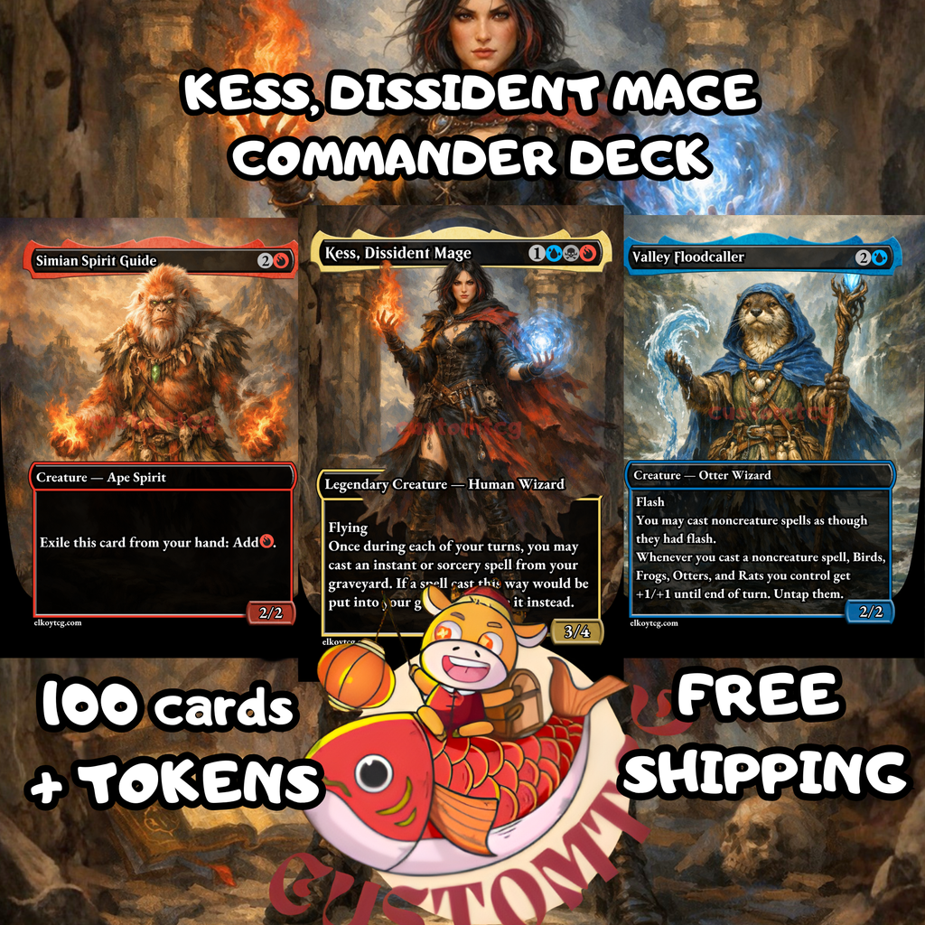 Kess Dissident Mage Commander Deck | 100 Custom Cards + Tokens | Dark Fantasy Art | Grixis Storm Spellslinger