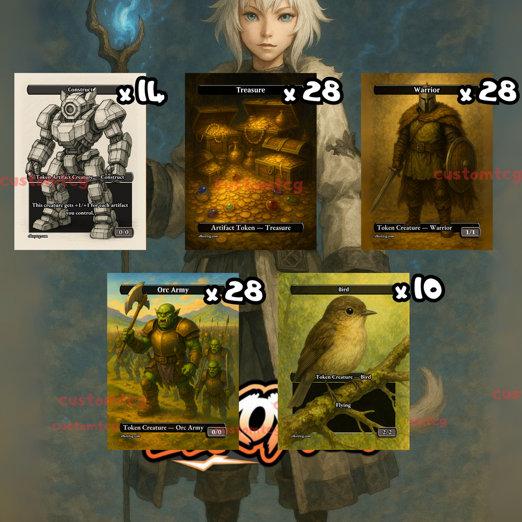Token Set 122 – 108 Tokens (Construct, Treasure, Warrior, Orc Army, Bird)