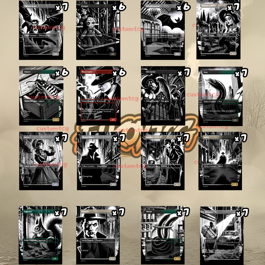 Token Set 71 — Noir City Custom Token Pack for MTG (108 Cards)