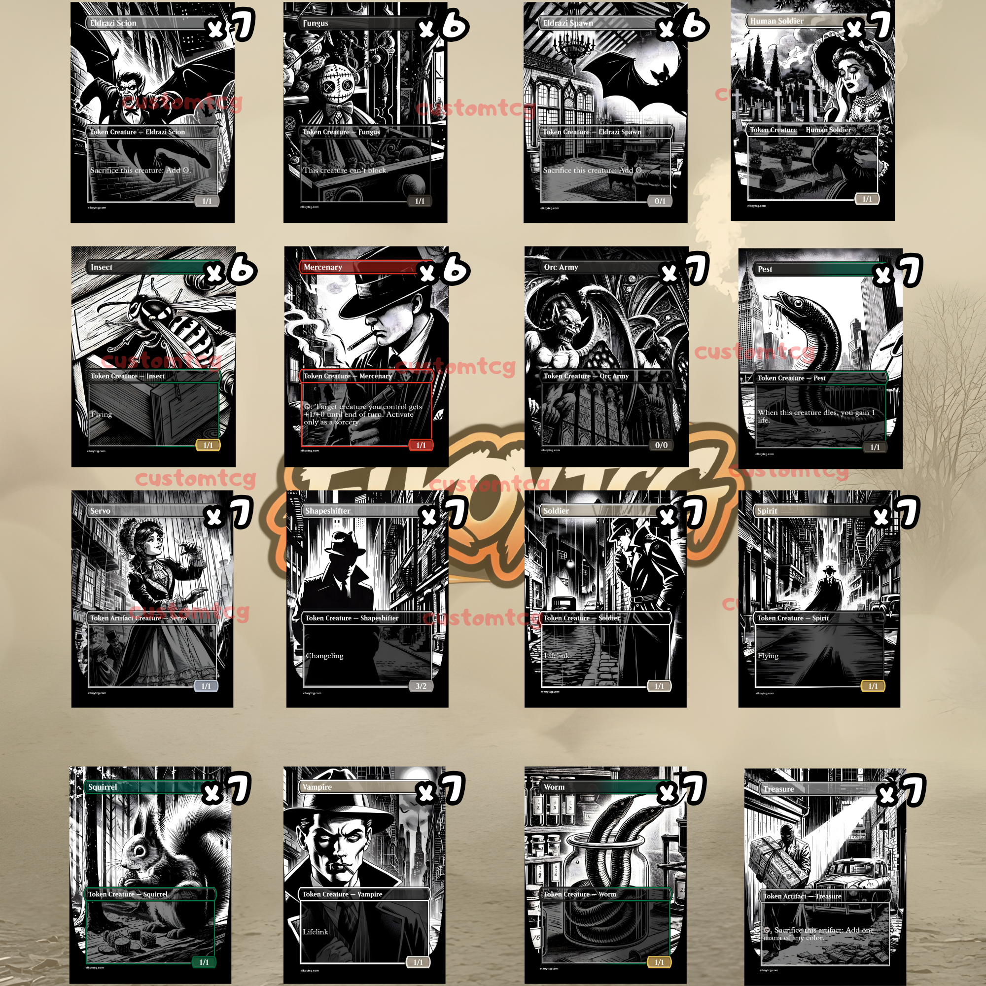 Token Set 71 — Noir City Custom Token Pack for MTG (108 Cards)
