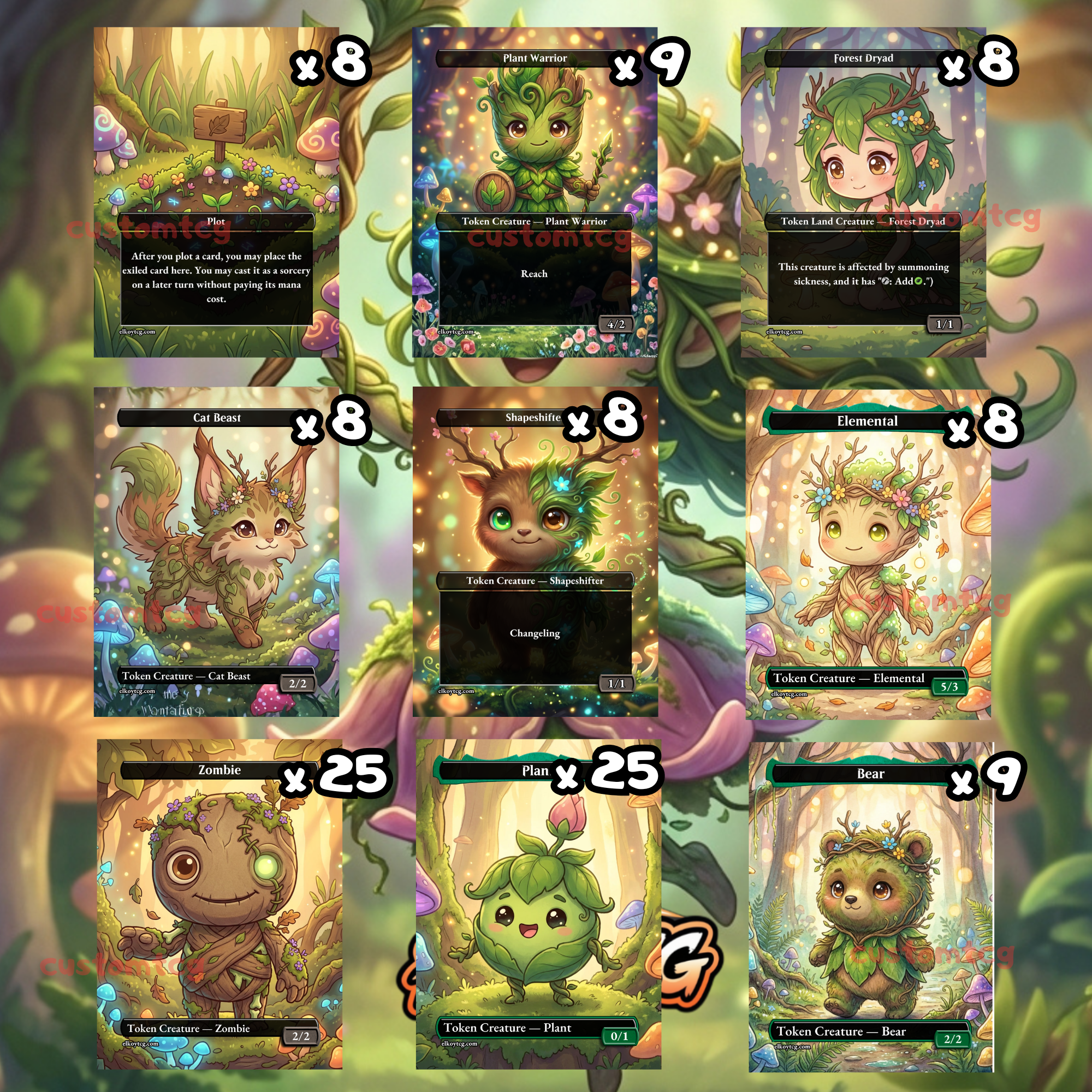 Token Set 57 — Enchanted Forest Chibi Custom Token Pack for MTG (108 Cards)