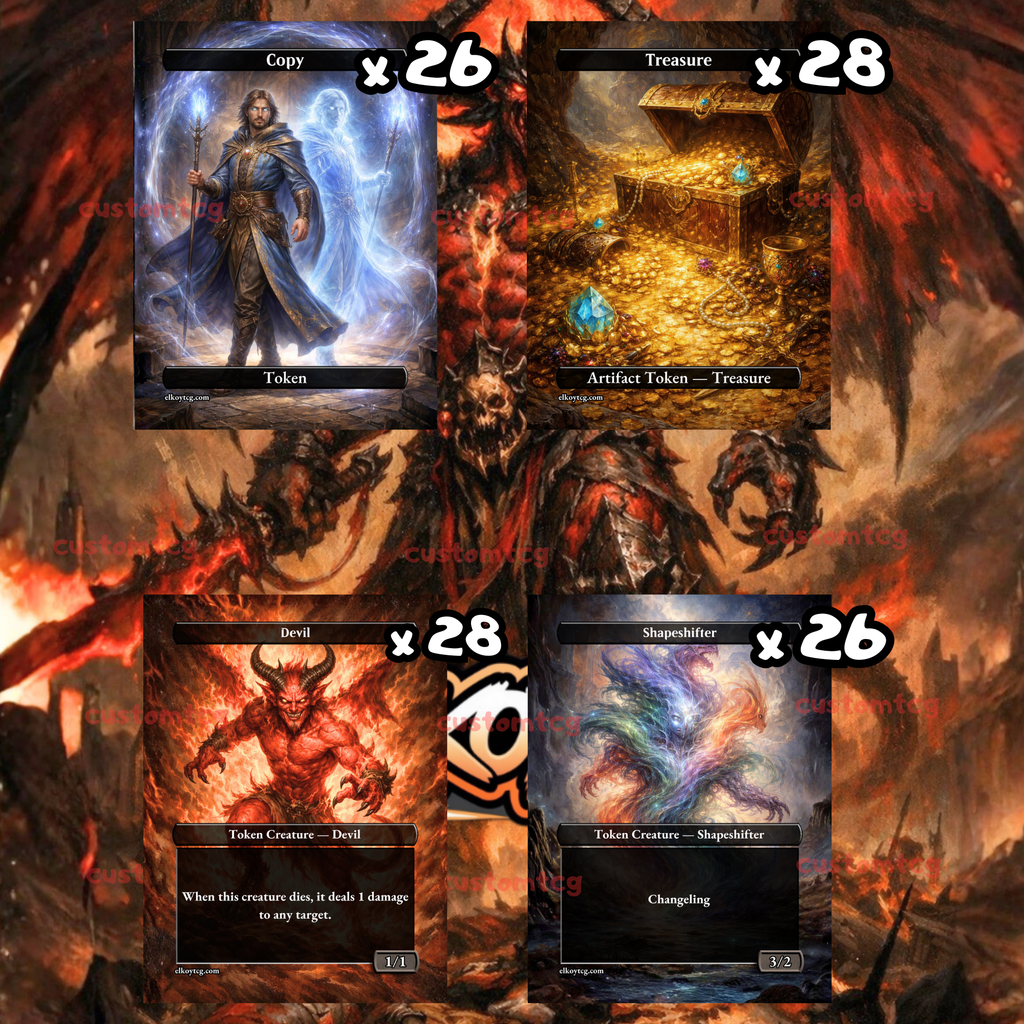 Token Set 75 – 108 Tokens for MTG  (Devil, Shapeshifter, Treasure, Copy)