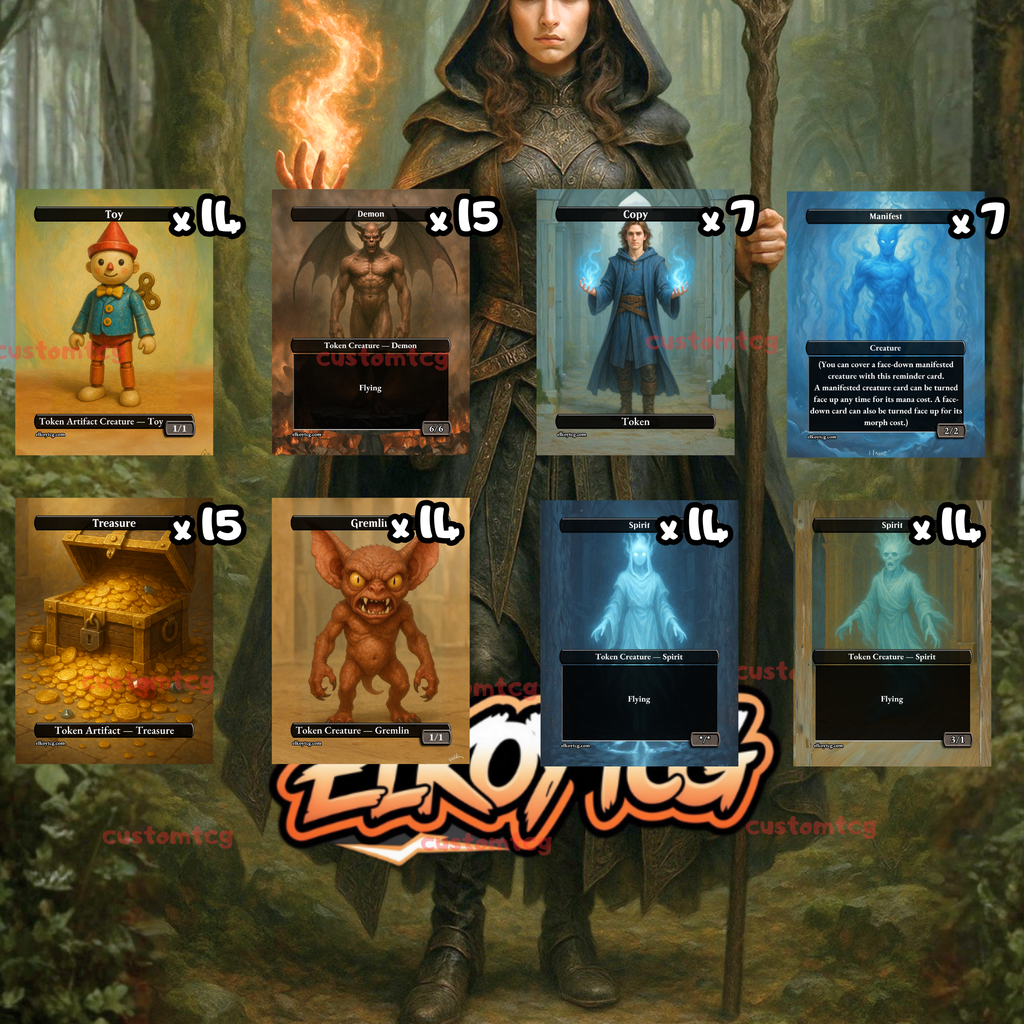 TOKEN SET 63 — 108 high-quality fantasy tokens with a moody forest / mage vibe (perfect for MTG, Commander, Cube, RPG props, etc.)