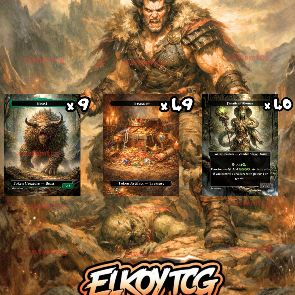 Token Set 120– 108 Custom MTG Tokens (Elf Warrior, Snake, Scarecrow, Insect, Poison Counter & Treasure)