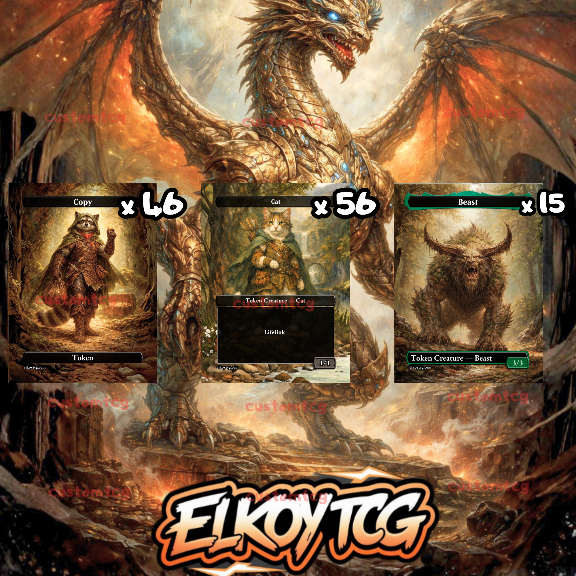 Token Set 76 – 108 MTG Tokens (Cat Lifegain, Copy, Beast)