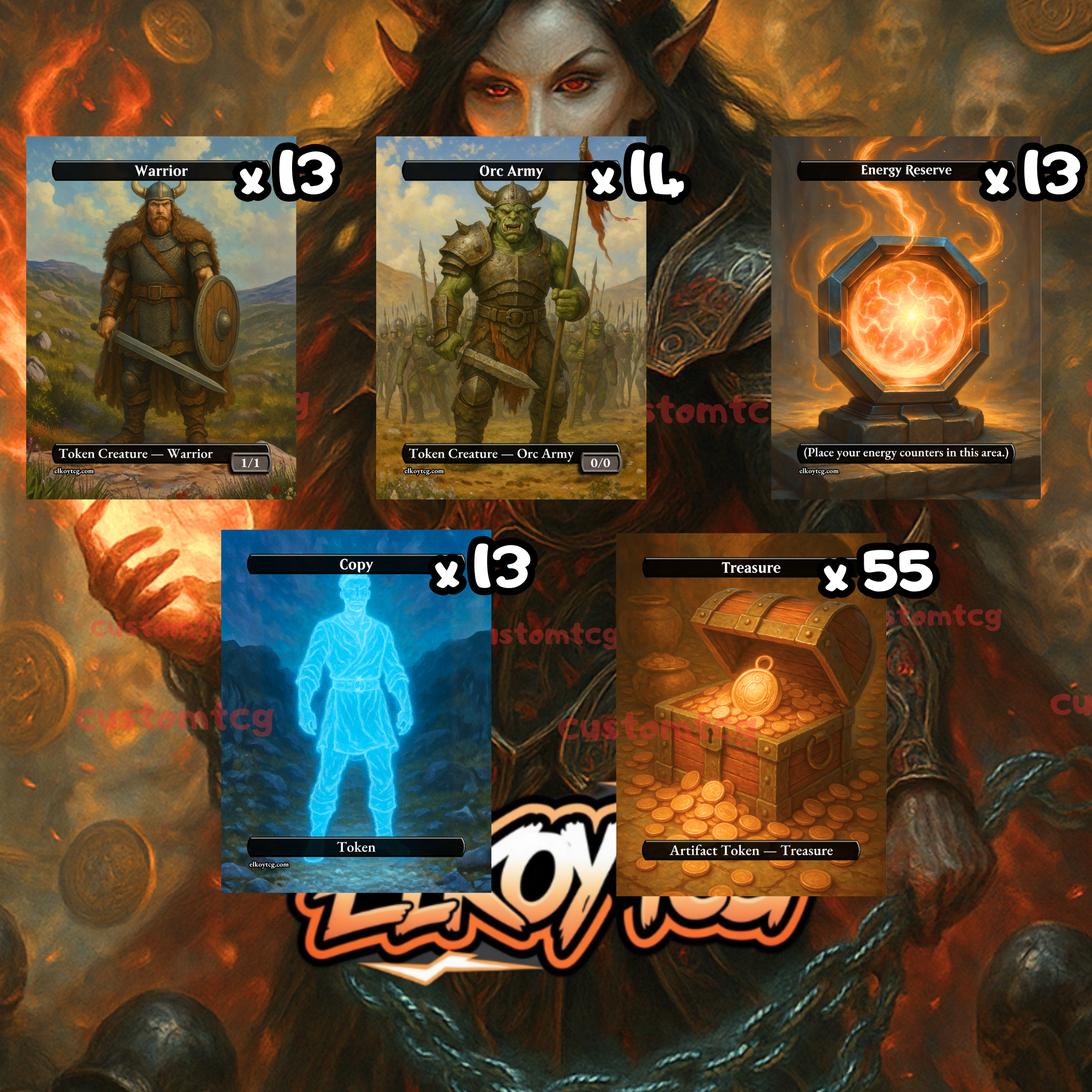 Token Set 26 — Orc Warband & Energy Reserve Custom Token Pack for MTG (108 Cards)