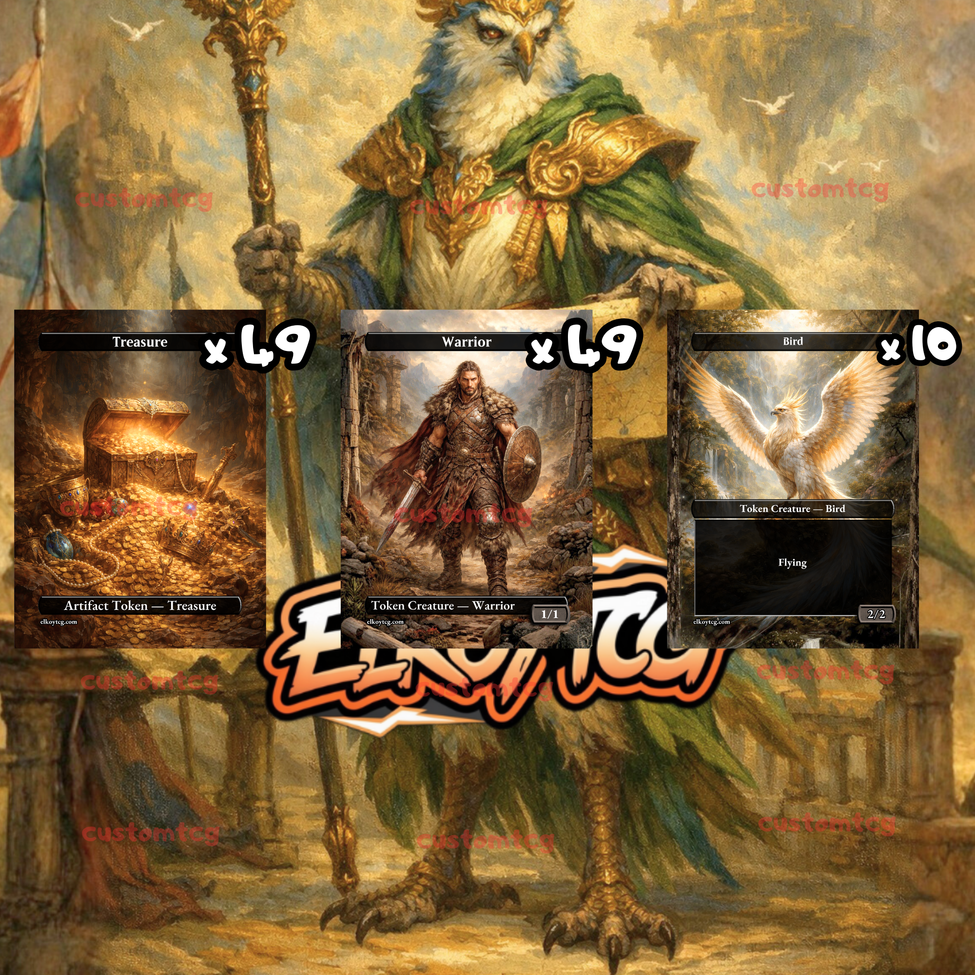 Token Set 25 — Fantasy Warrior & Treasure Custom Token Pack FOR MTG  (108 Cards)