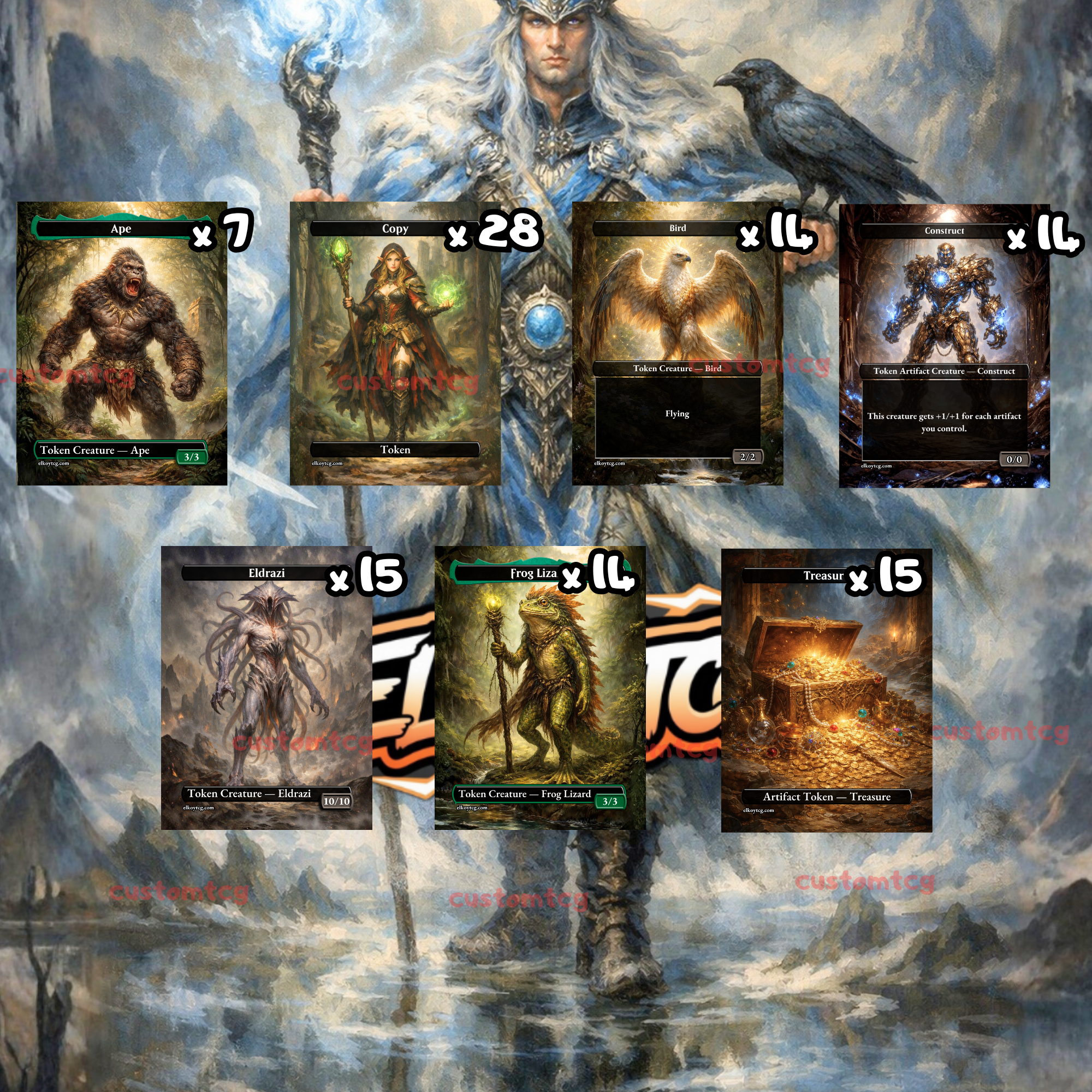 🧊 Token Set 70 – Frost Wizard Pack (108 Tokens) + Matching Custom Cardback