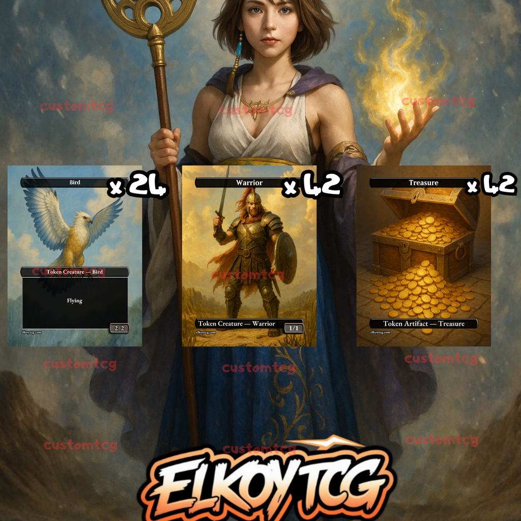 Token Set 123 – 108 Premium Tokens for MTG (Poison Counter, Scarecrow, Snake, Insect, Elf Warrior & Treasure)