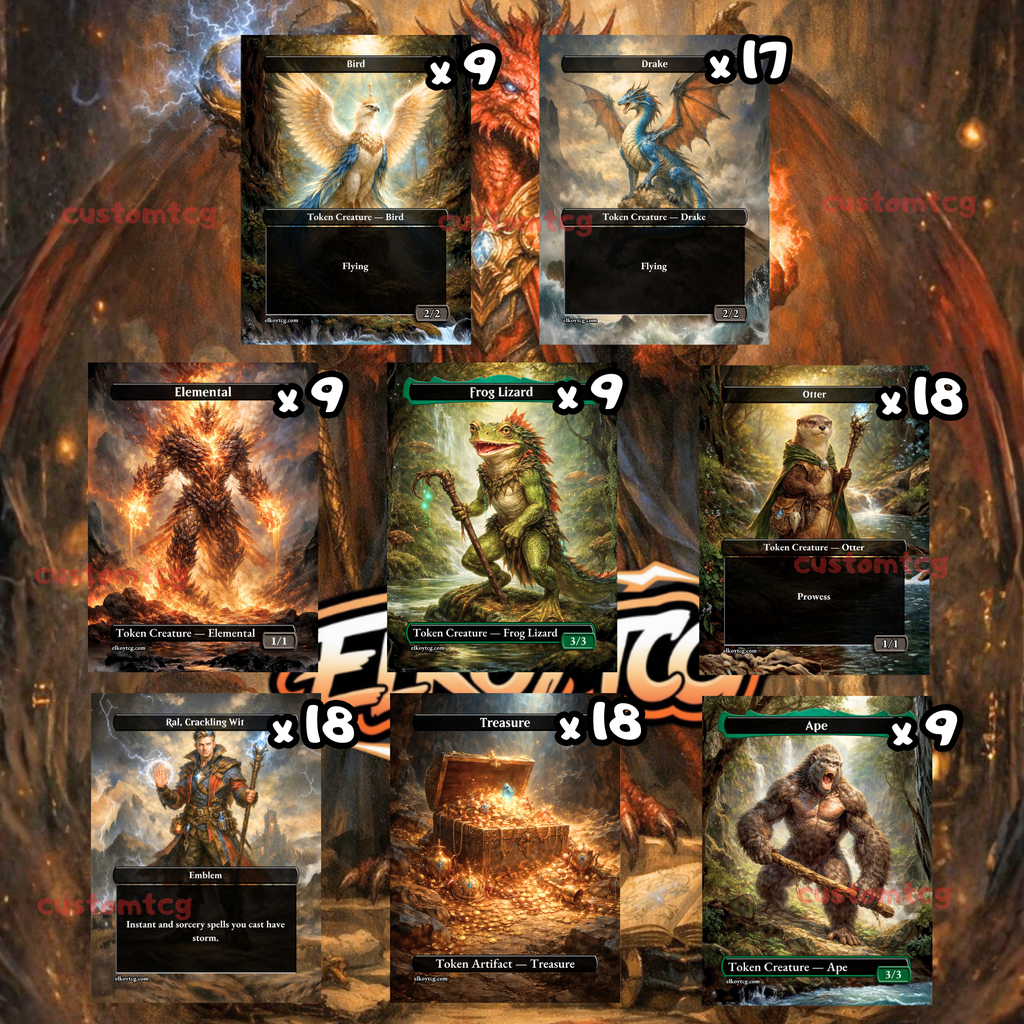 Token Set 115 Spellslinger Otters & Treasure Pack (108 Tokens)