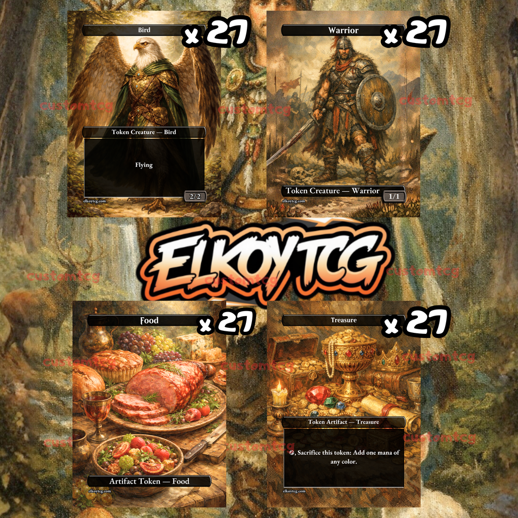 Bird, Warrior, Food & Treasure Pack (108 Tokens) | Token Set 135