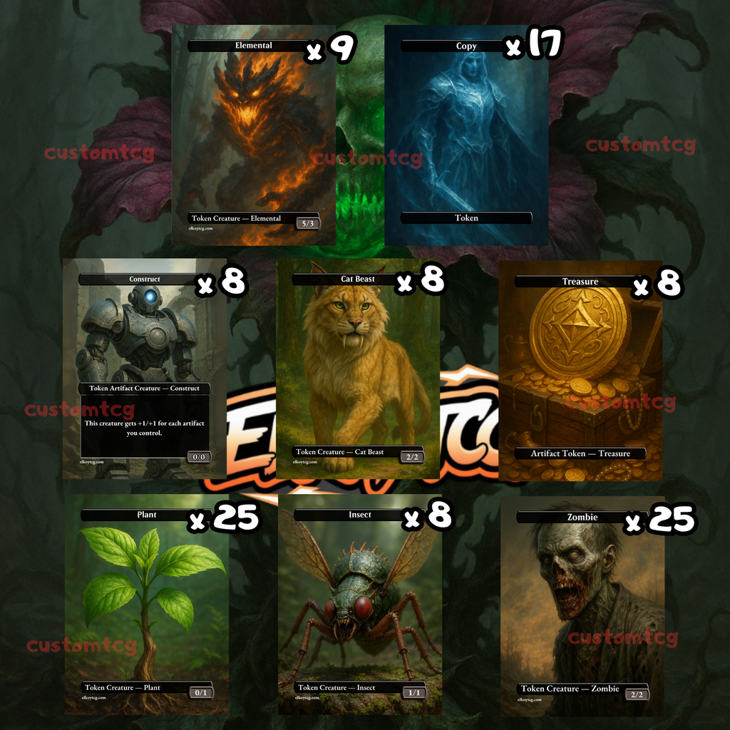 Token Set 103 – 108 Tokens (Zombie, Plant, Copy, Elemental, Treasure, Construct)